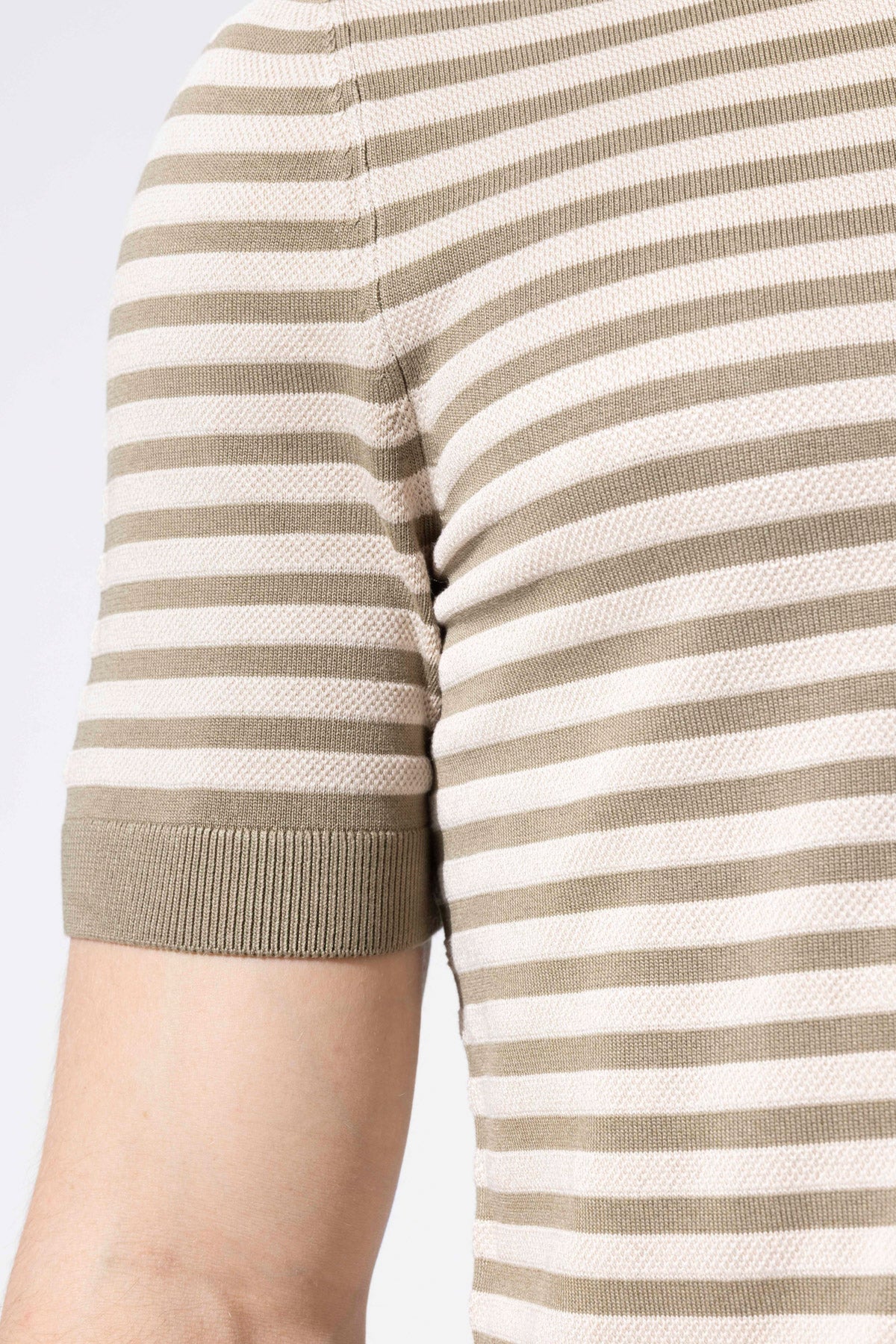 Striped Knit Polo Neck Men's T-Shirt