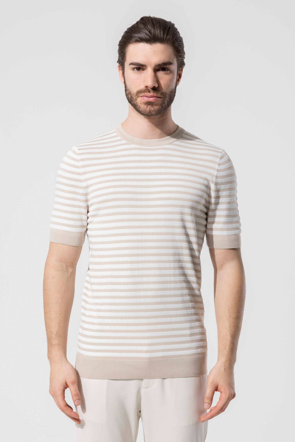 Crew Neck Thin Striped Knitwear