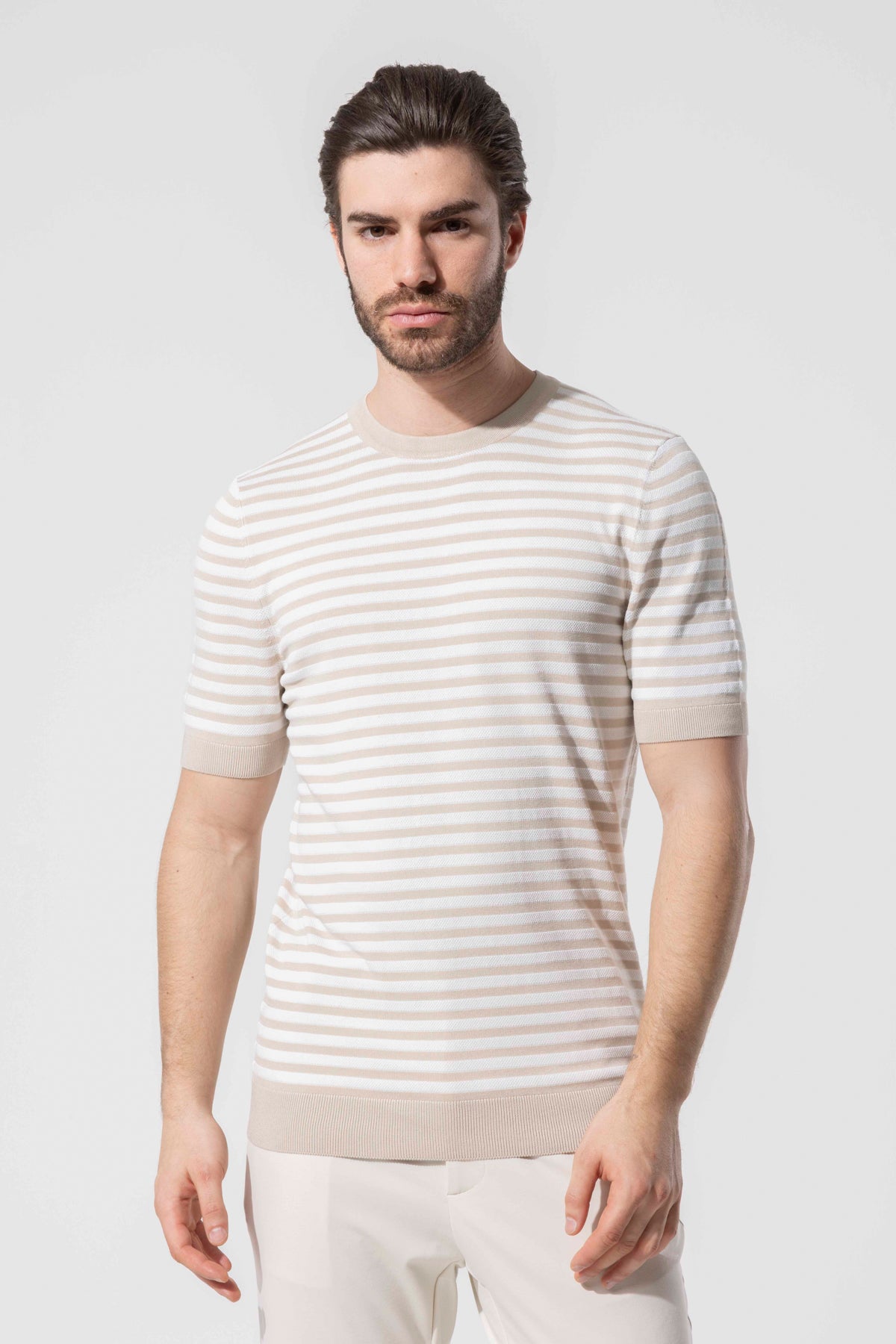 Crew Neck Thin Striped Knitwear