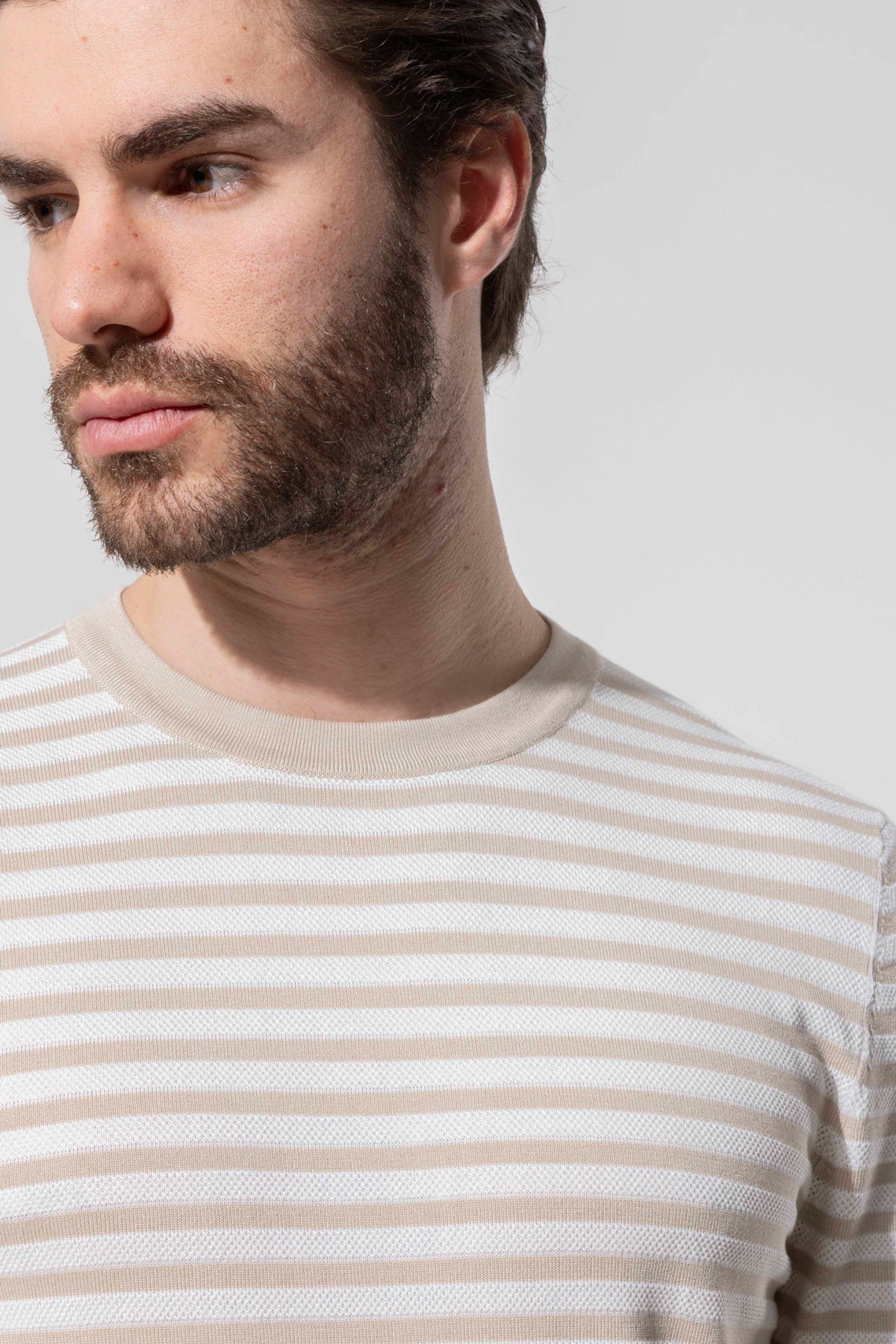 Crew Neck Thin Striped Knitwear