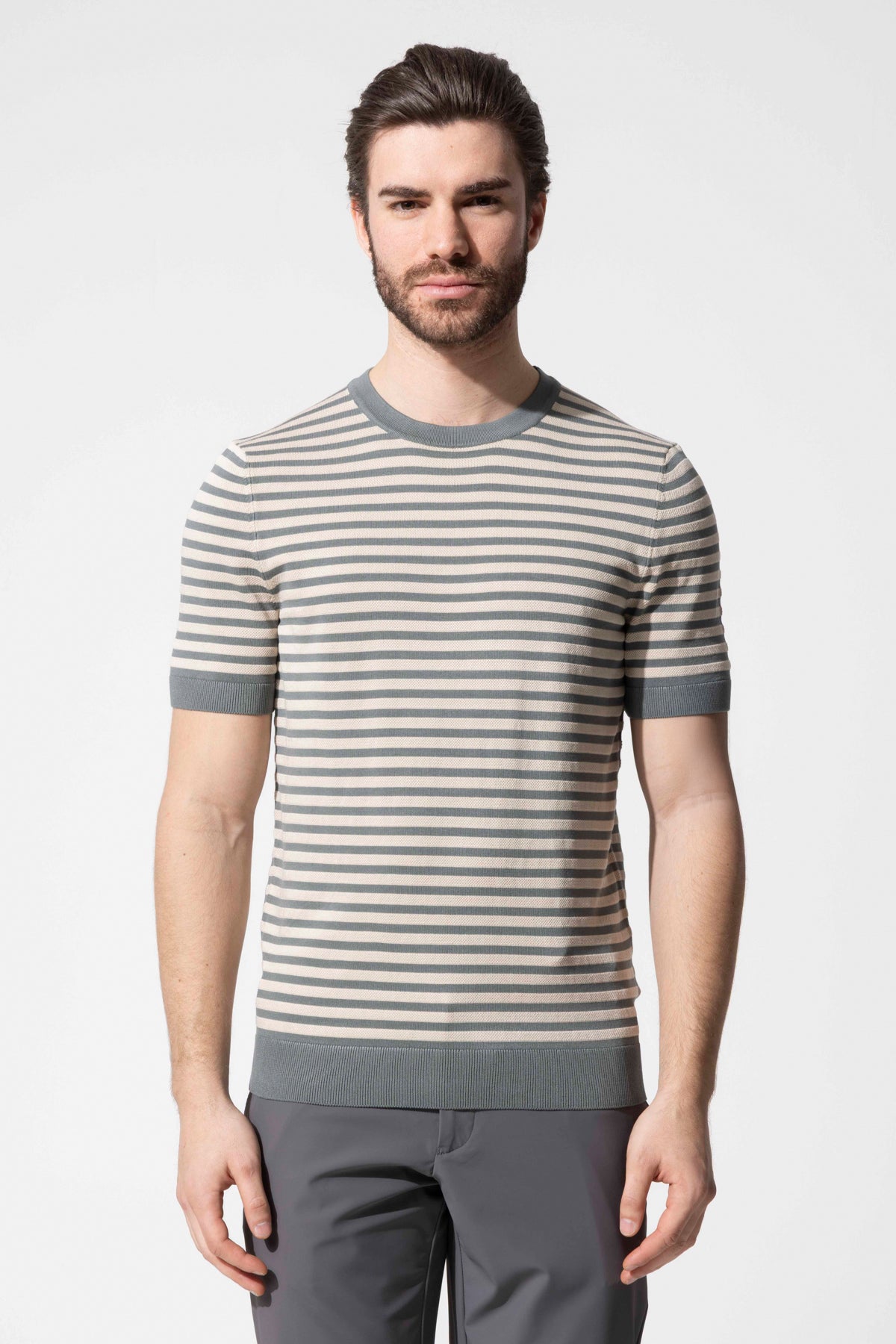 Crew Neck Thin Striped Knitwear