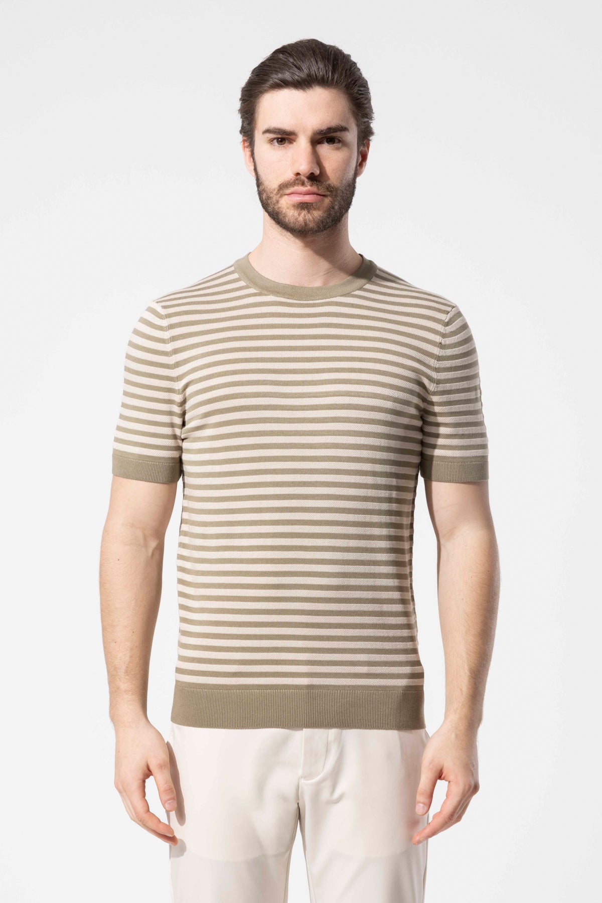 Crew Neck Thin Striped Knitwear