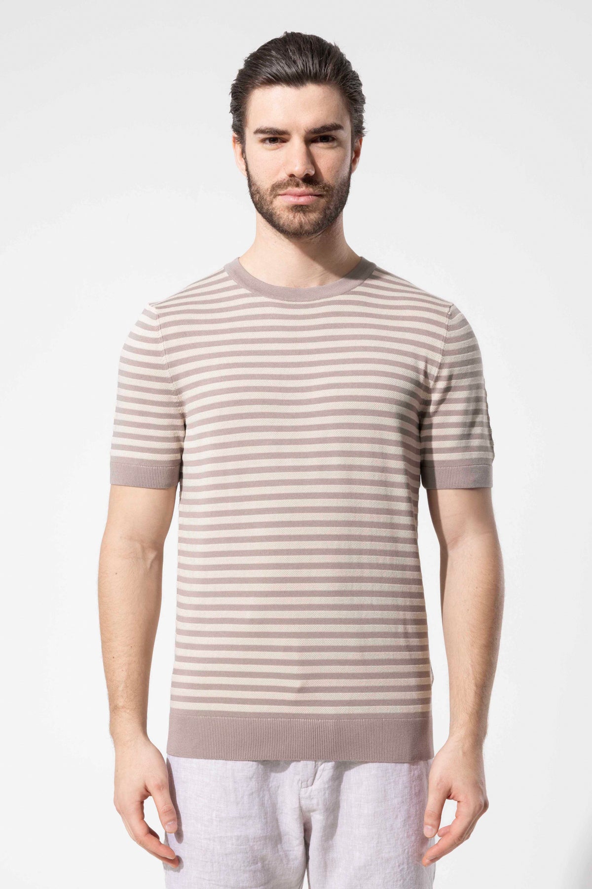 Crew Neck Thin Striped Knitwear