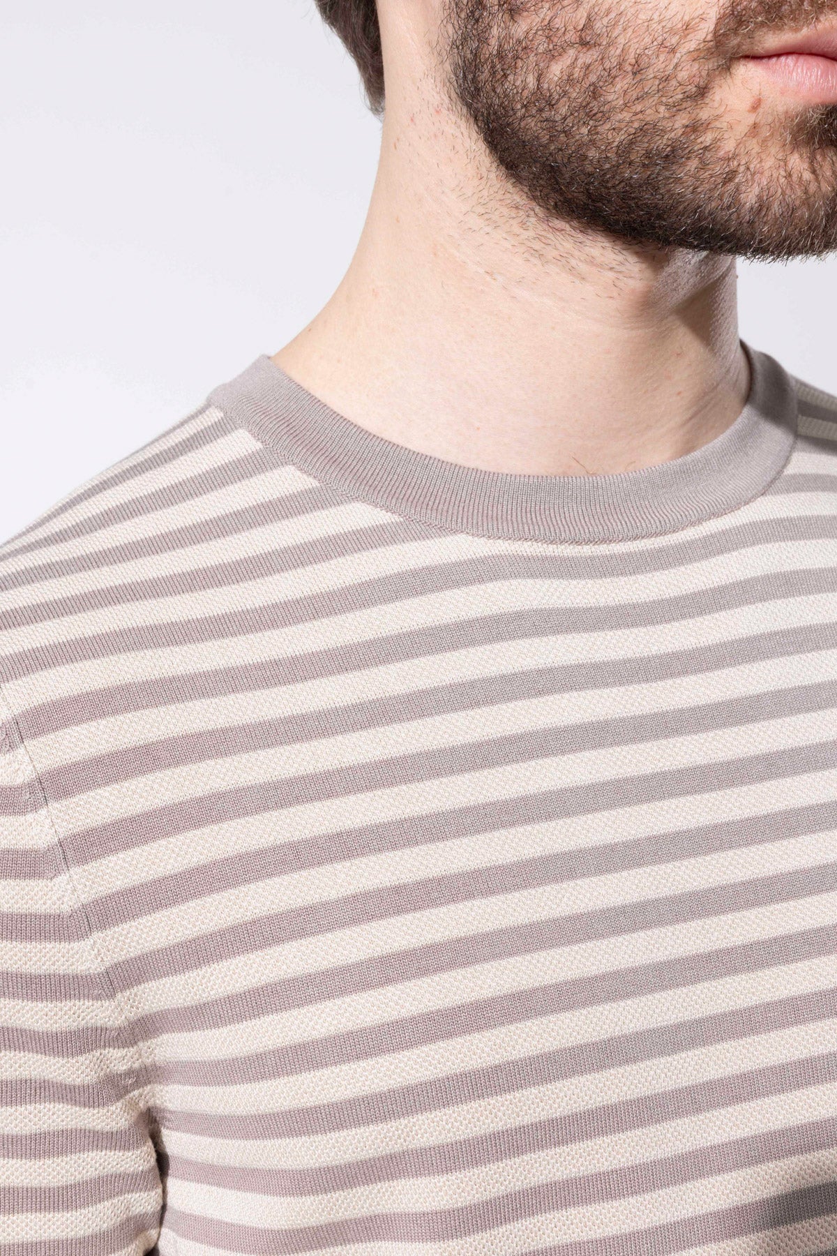 Crew Neck Thin Striped Knitwear