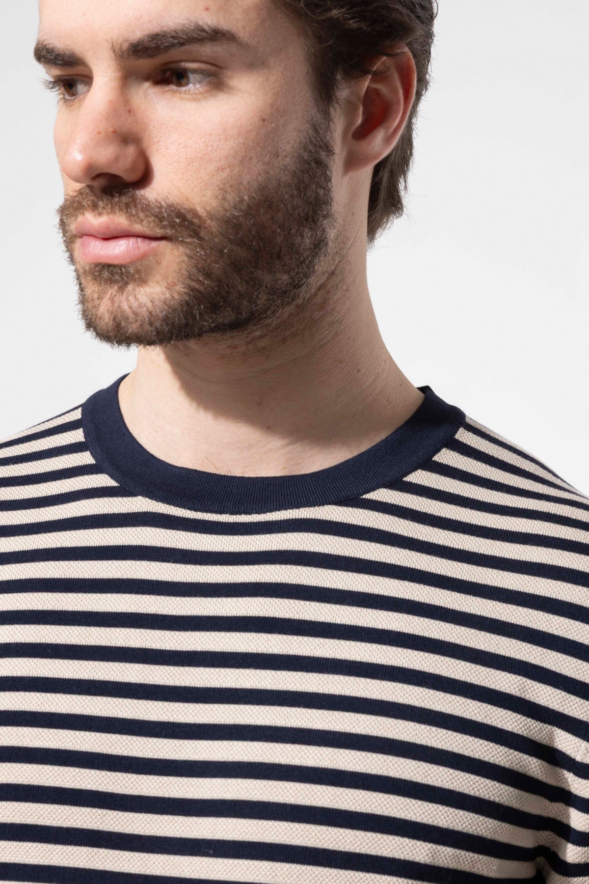 Crew Neck Thin Striped Knitwear