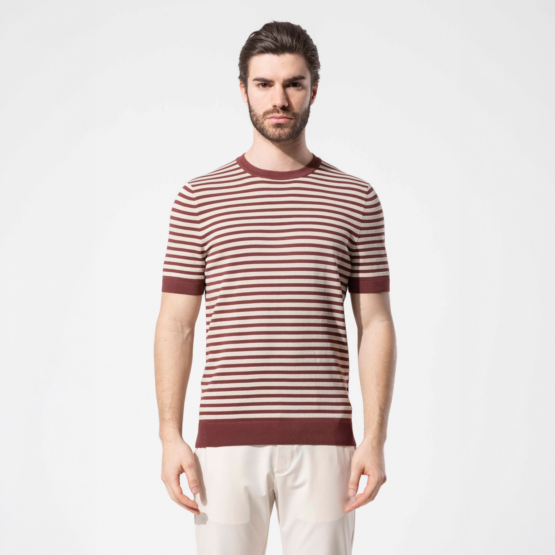 Crew Neck Thin Striped Knitwear