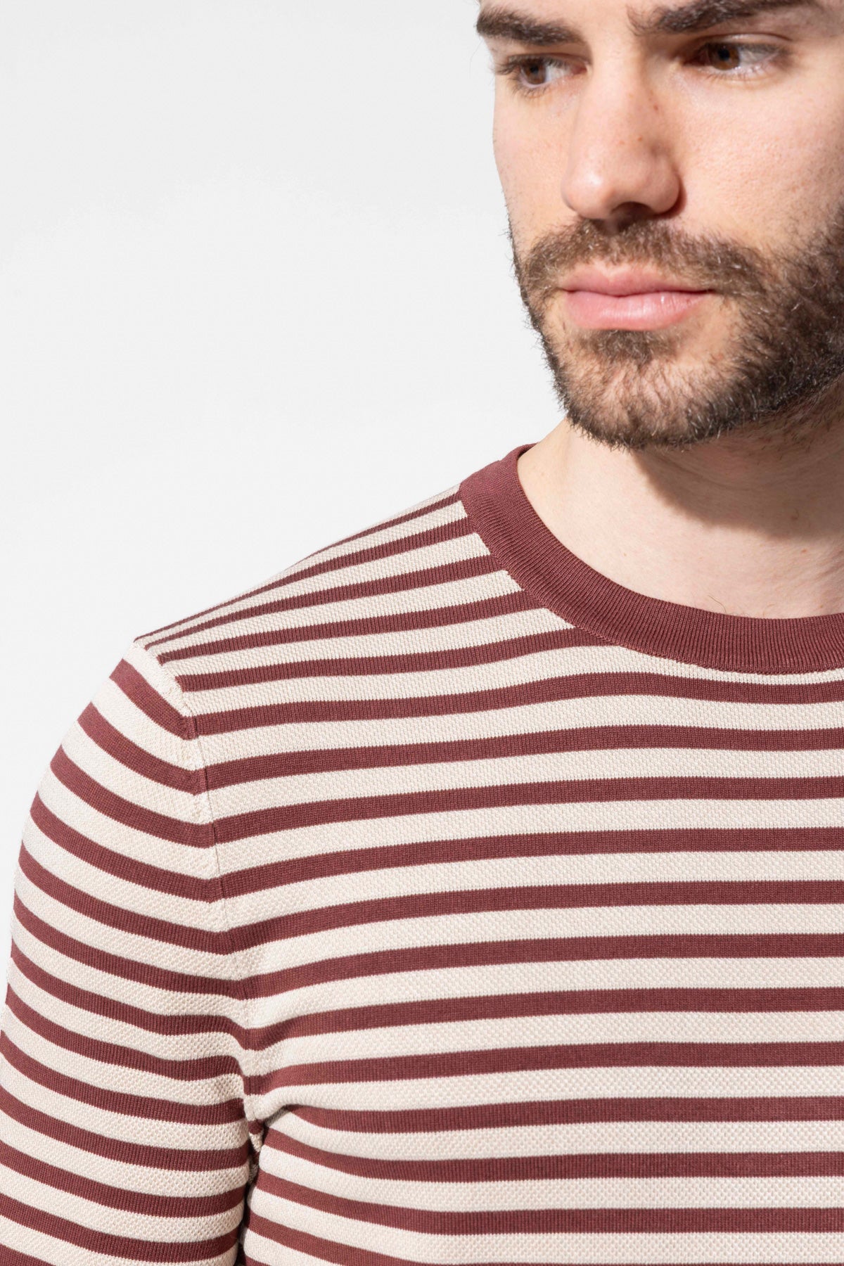 Crew Neck Thin Striped Knitwear