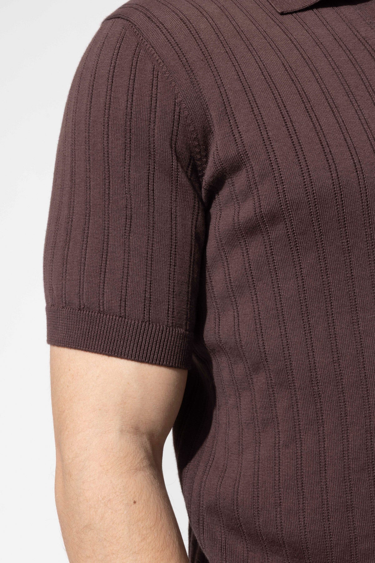 Fitilli Dokulu Polo Yaka Pamuk Triko Tişört