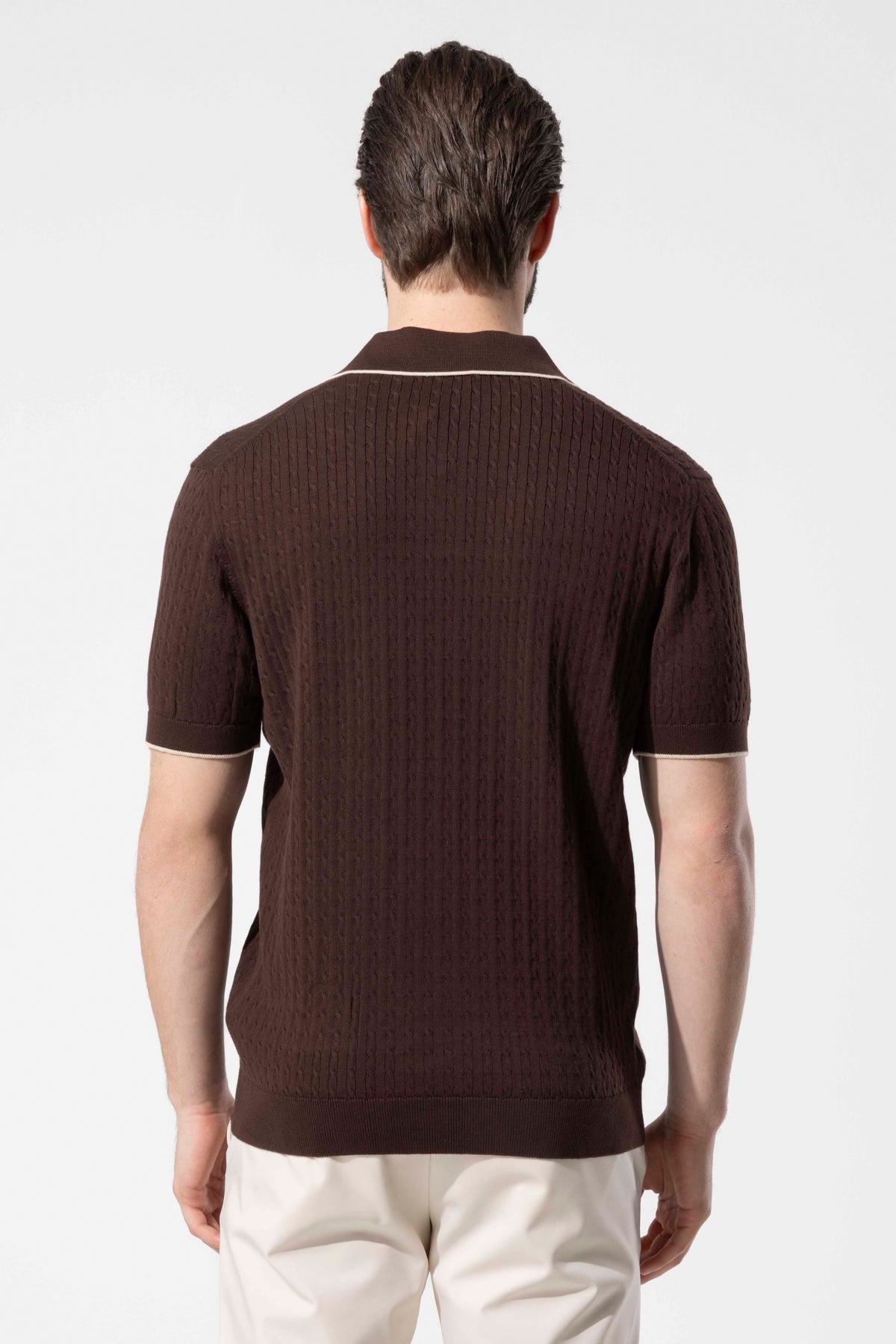 Minimal Dokulu Polo Yaka Pamuk Triko Tişört