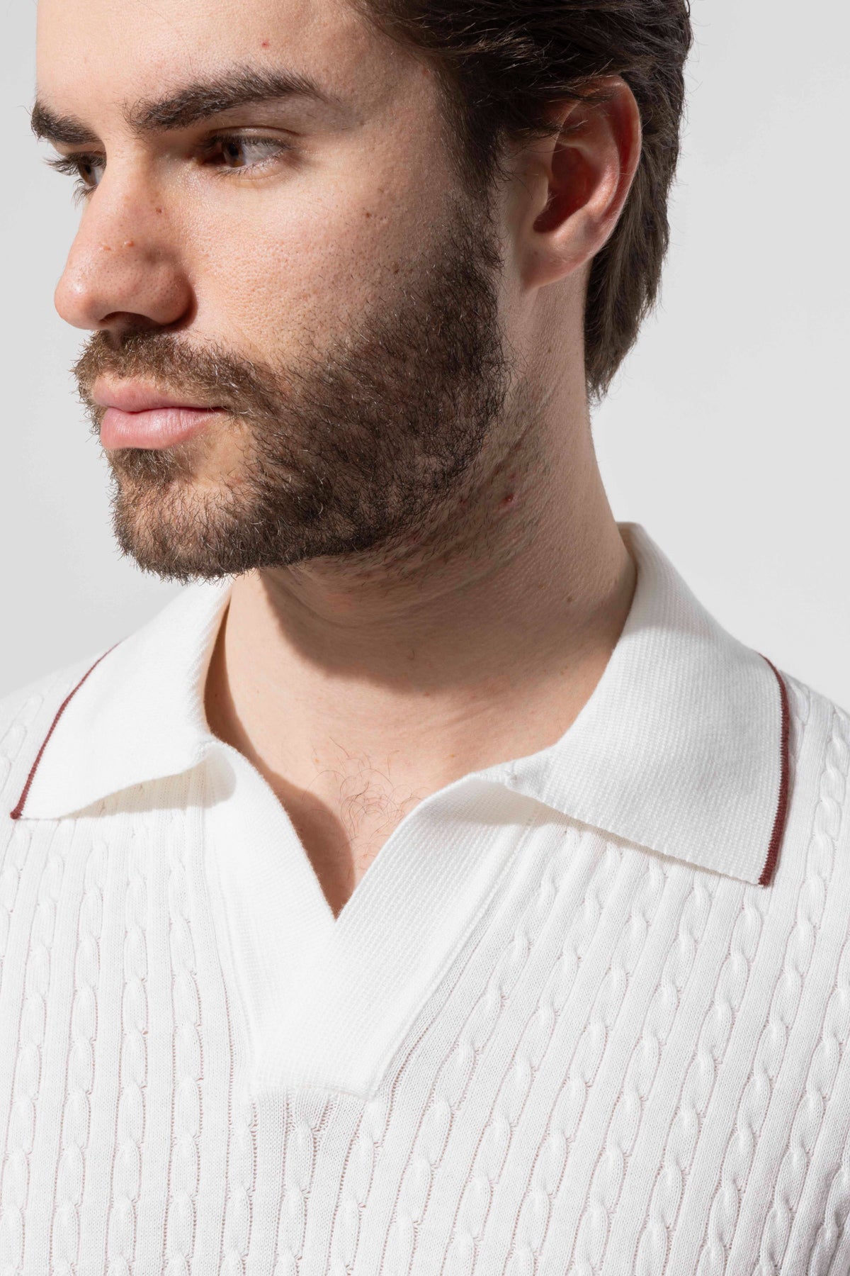 Minimal Dokulu Polo Yaka Pamuk Triko Tişört