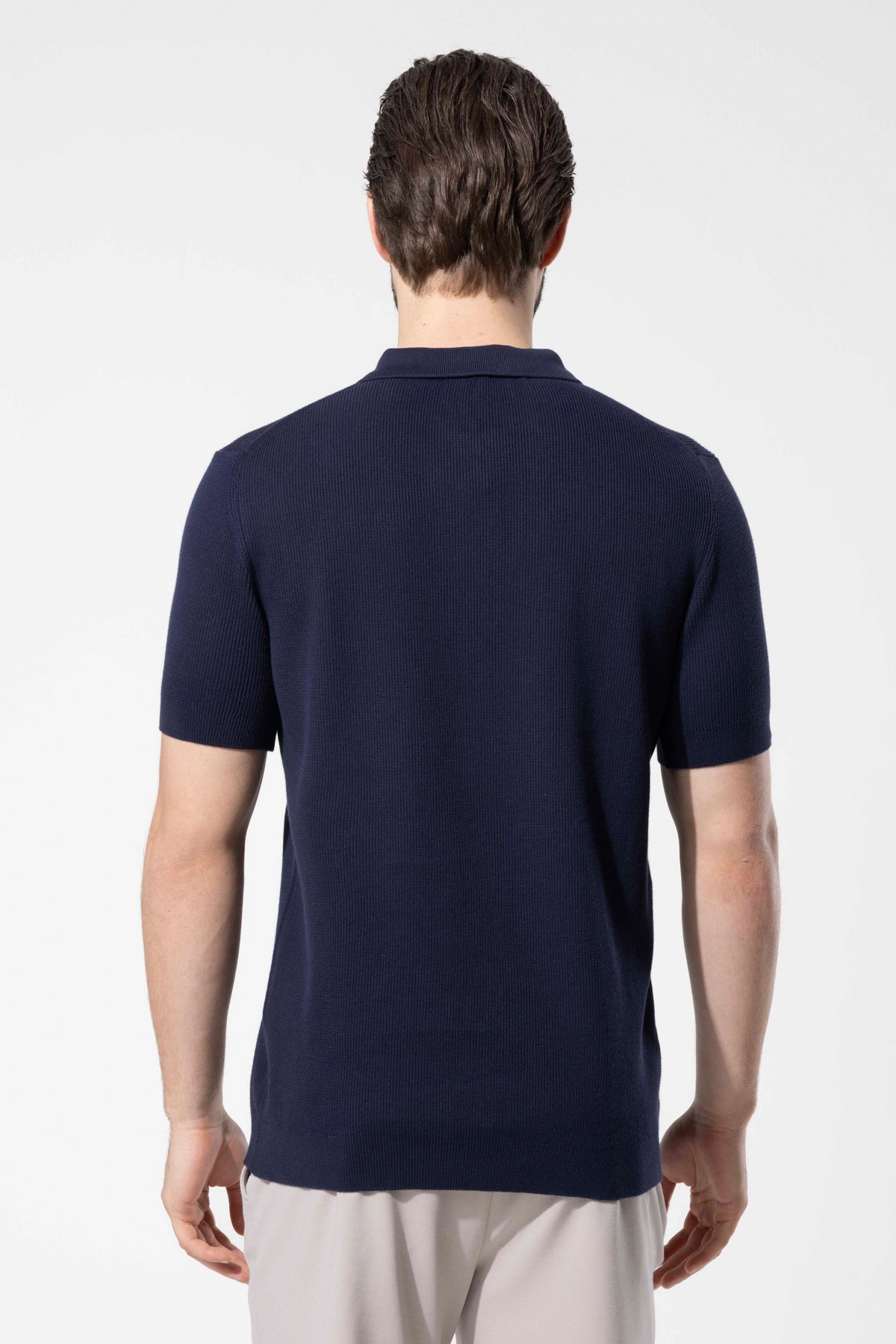 Zip-Neck Knit Polo Shirt