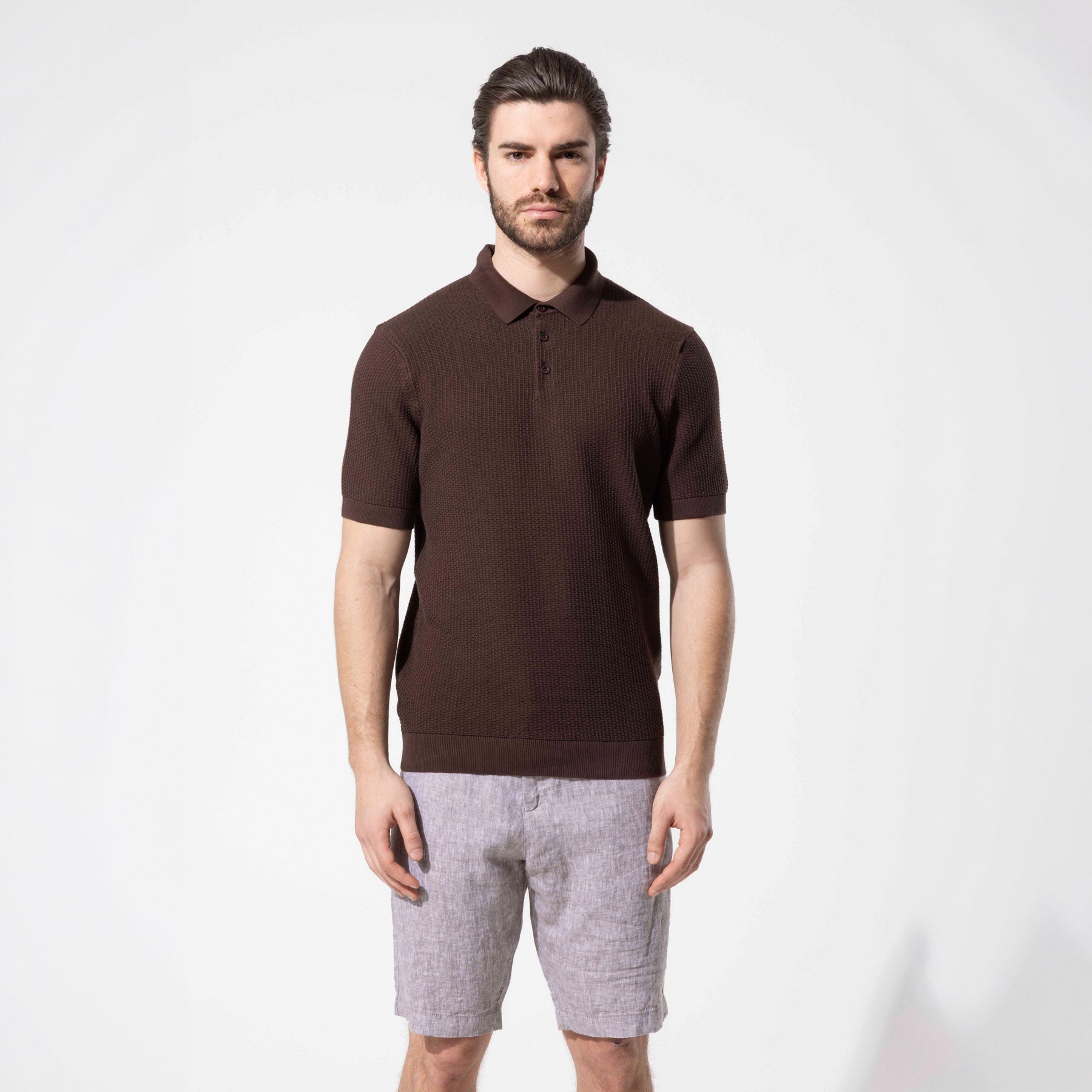 Minimal Dokulu Polo Yaka Pamuk Triko Tişört