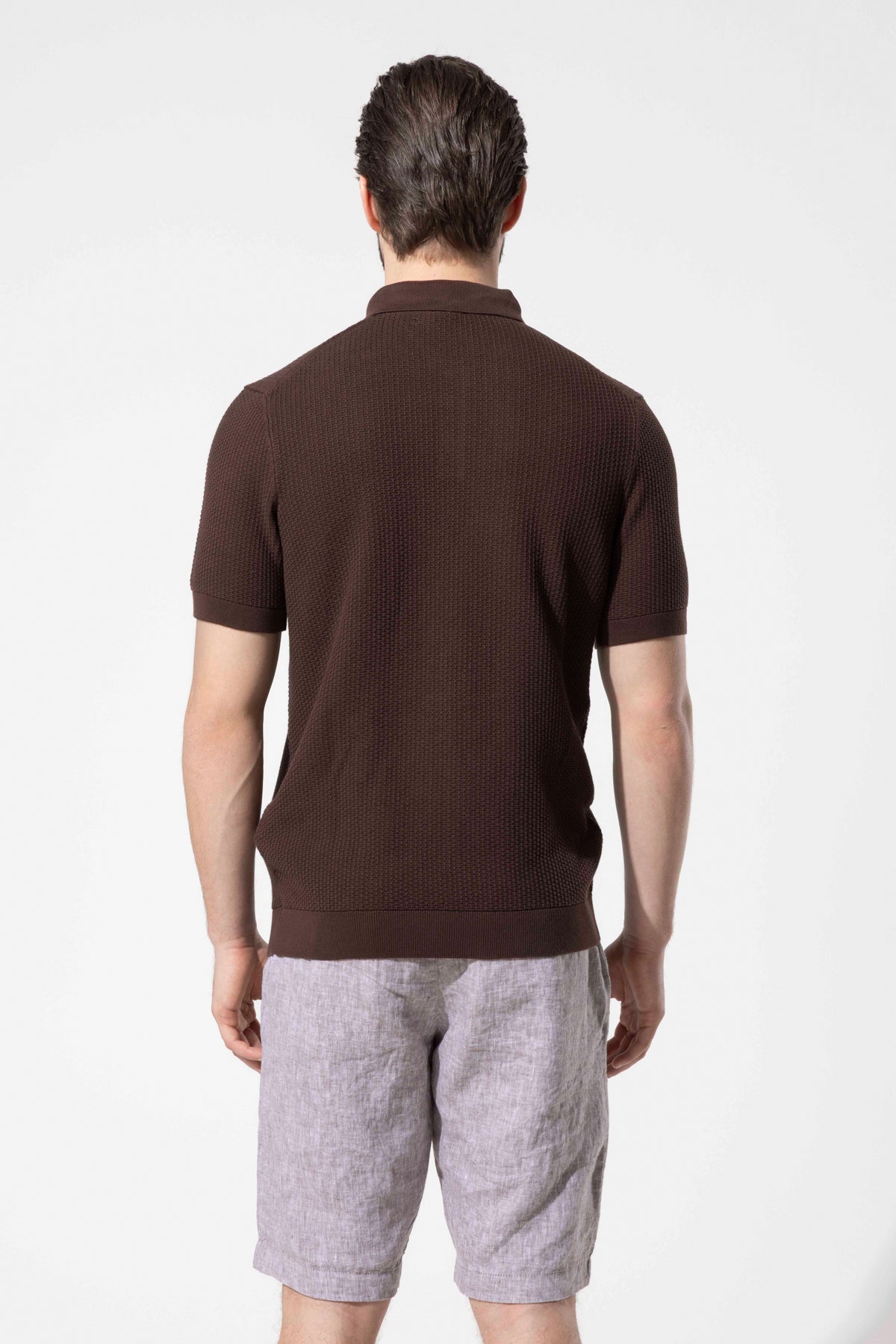 Minimal Dokulu Polo Yaka Pamuk Triko Tişört