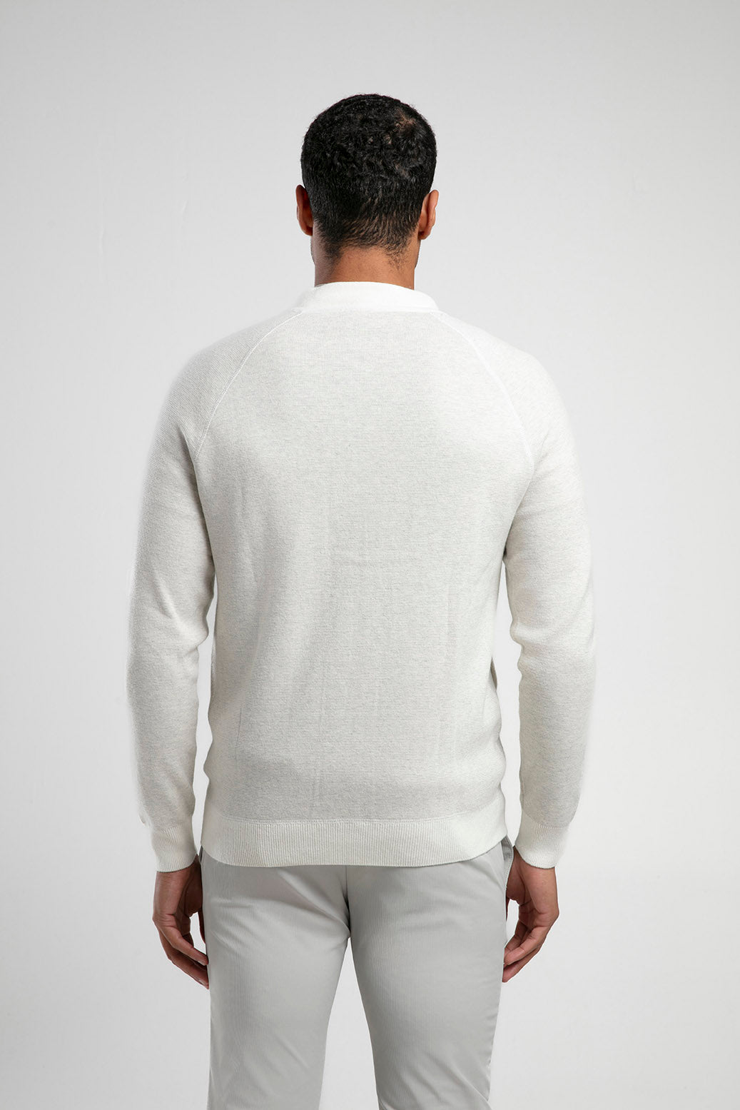 Fermuarlı Raglan Kol Triko - Beyaz