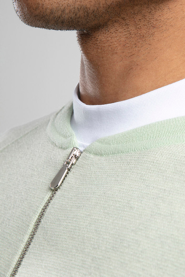 Fermuarlı Raglan Kol Triko - Mint