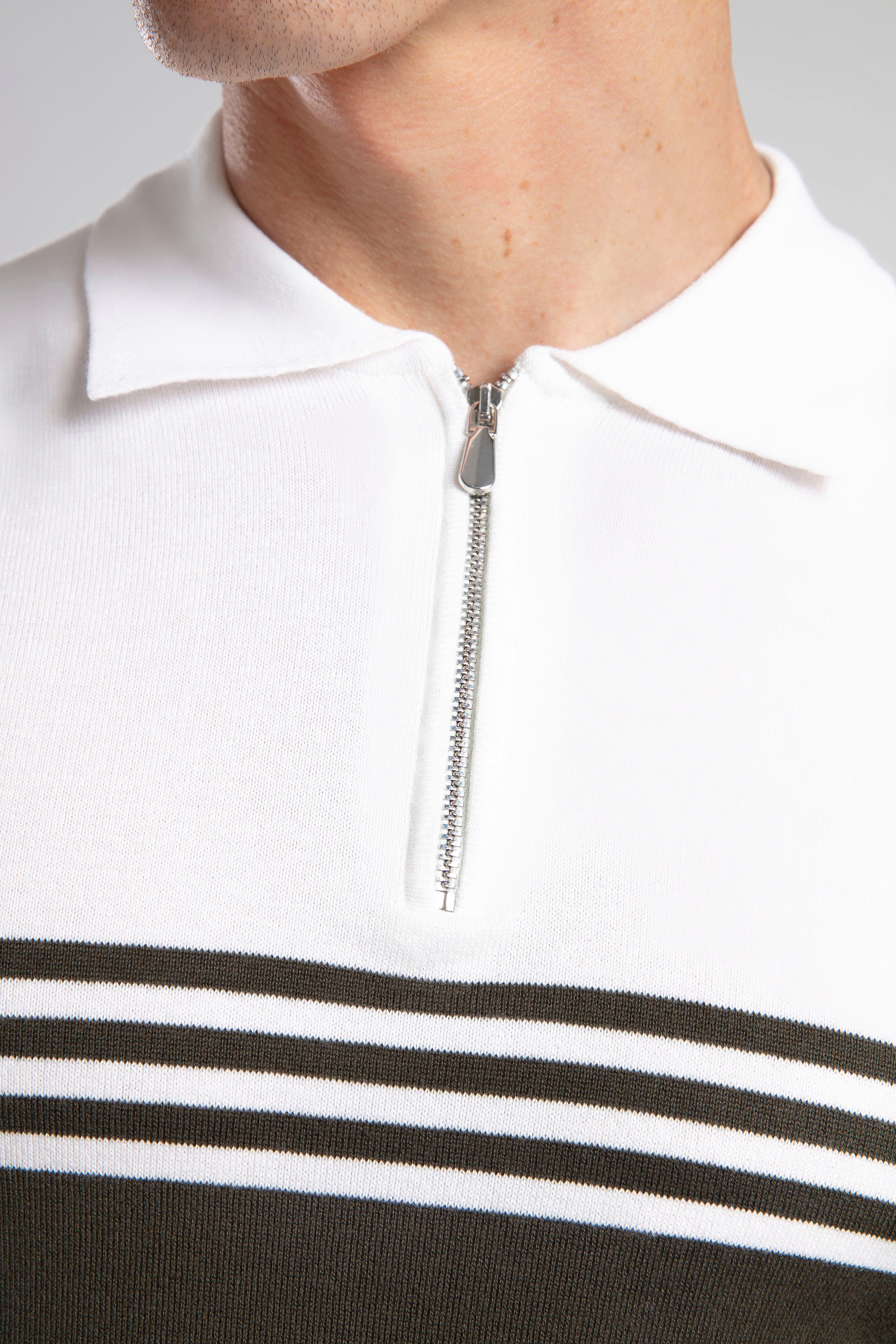 Striped Half-Zip Knit Polo