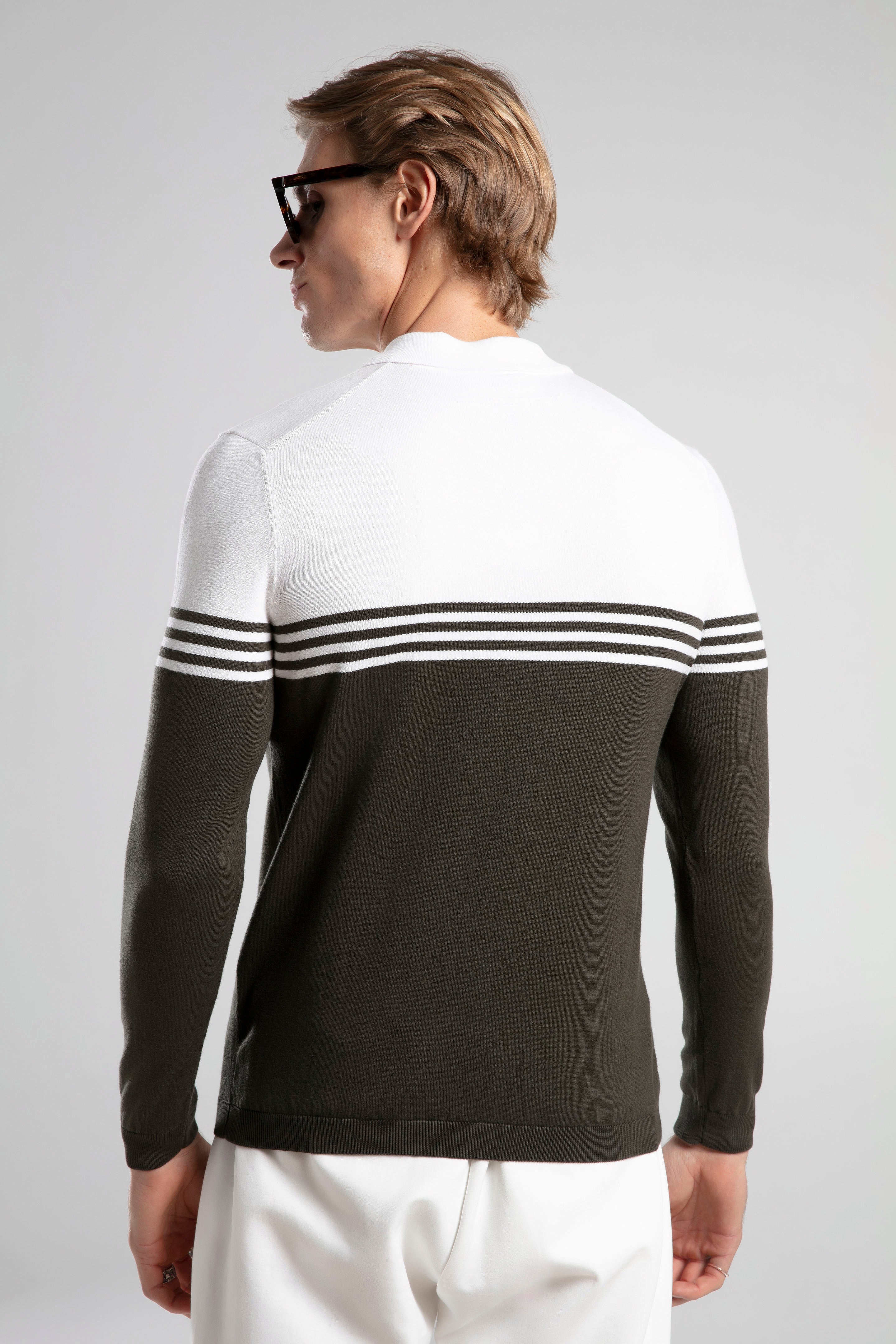 Striped Half-Zip Knit Polo