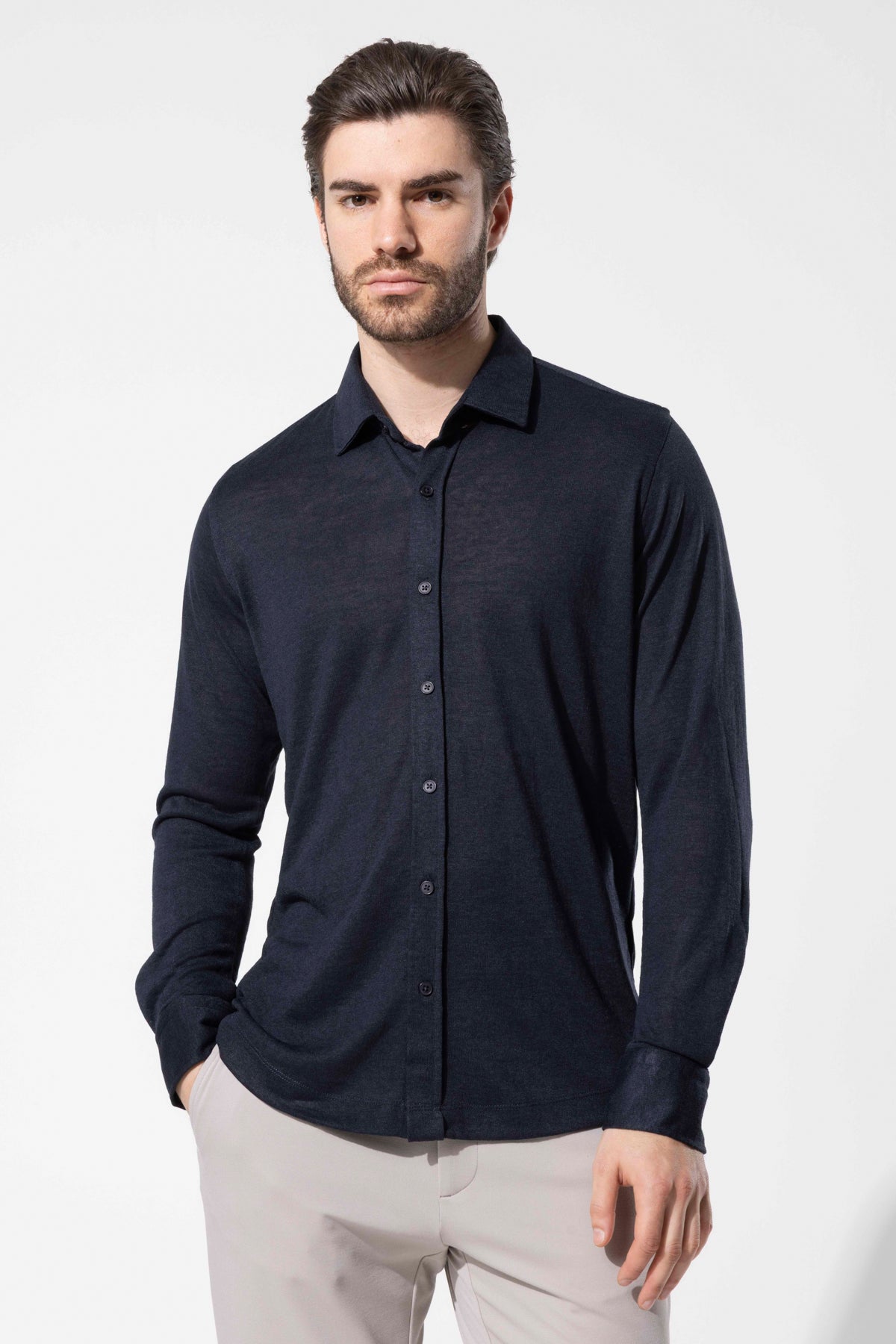 Modern Cut Knitted Texture Shirt