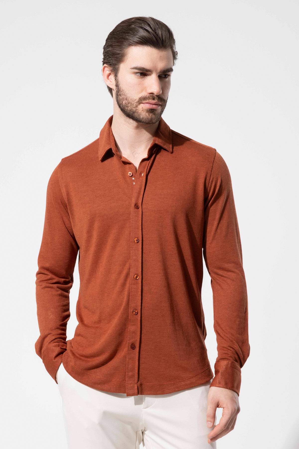 Modern Cut Knitted Texture Shirt