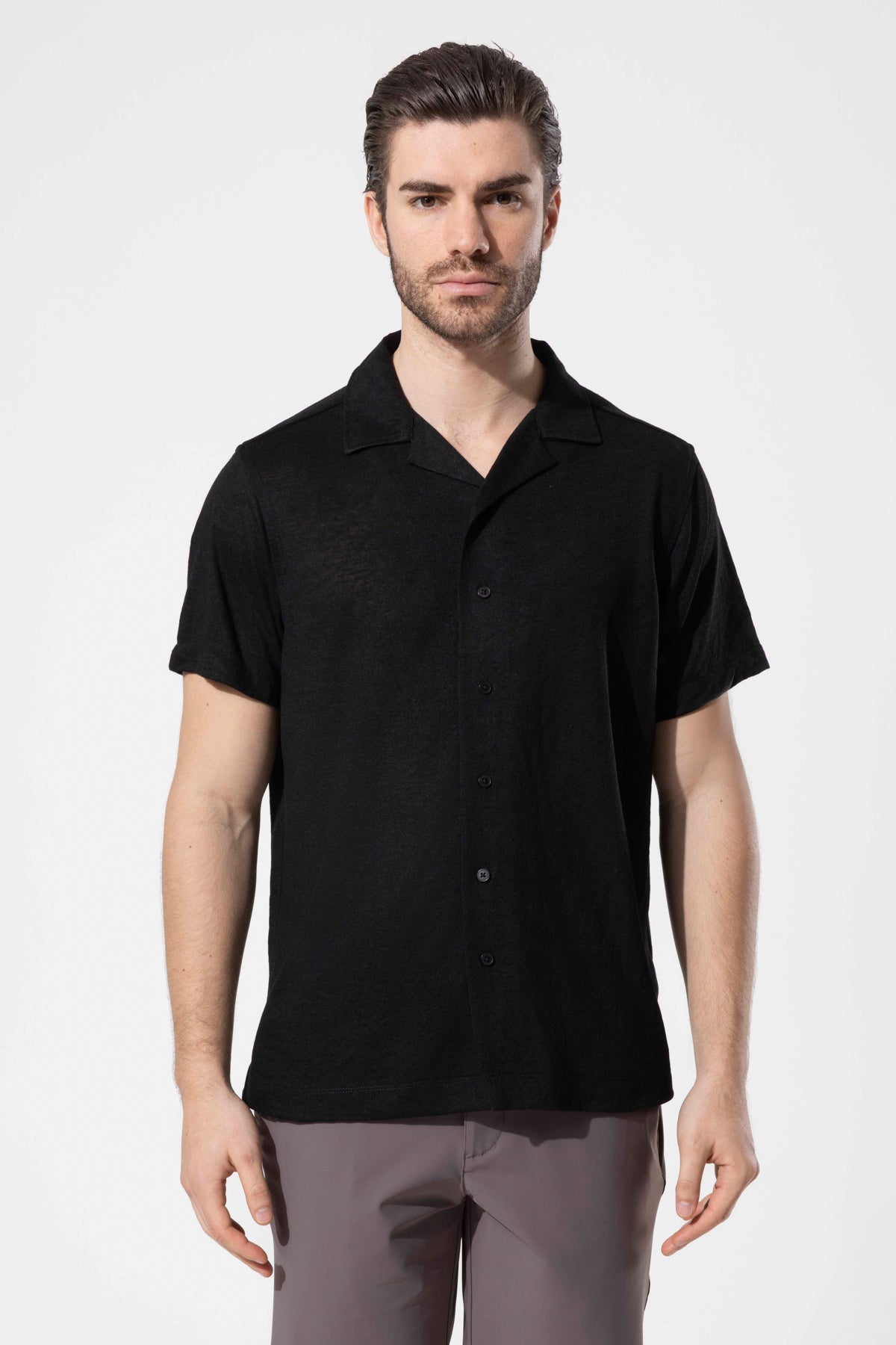 Knitted Textured Short Sleeve Modern Shirt
