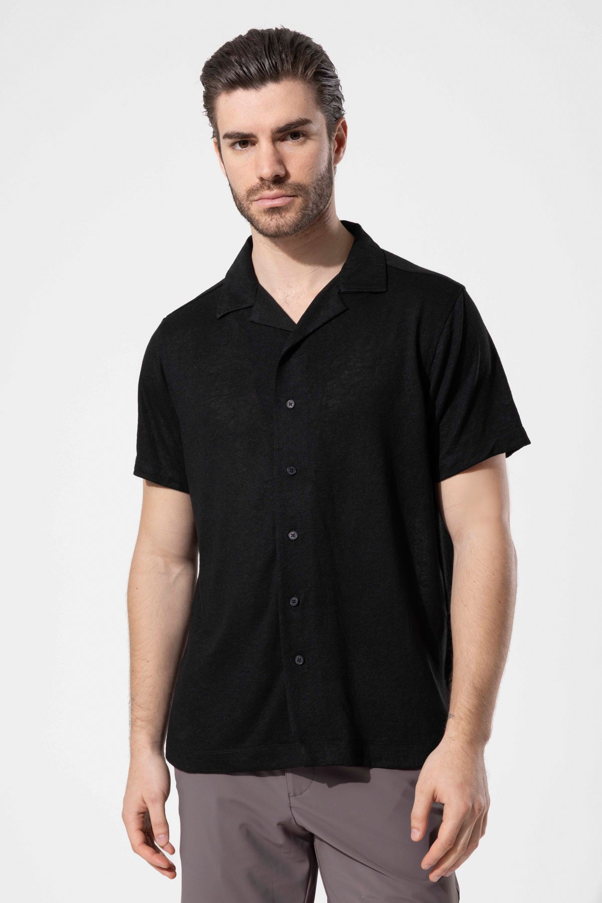 Knitted Textured Short Sleeve Modern Shirt