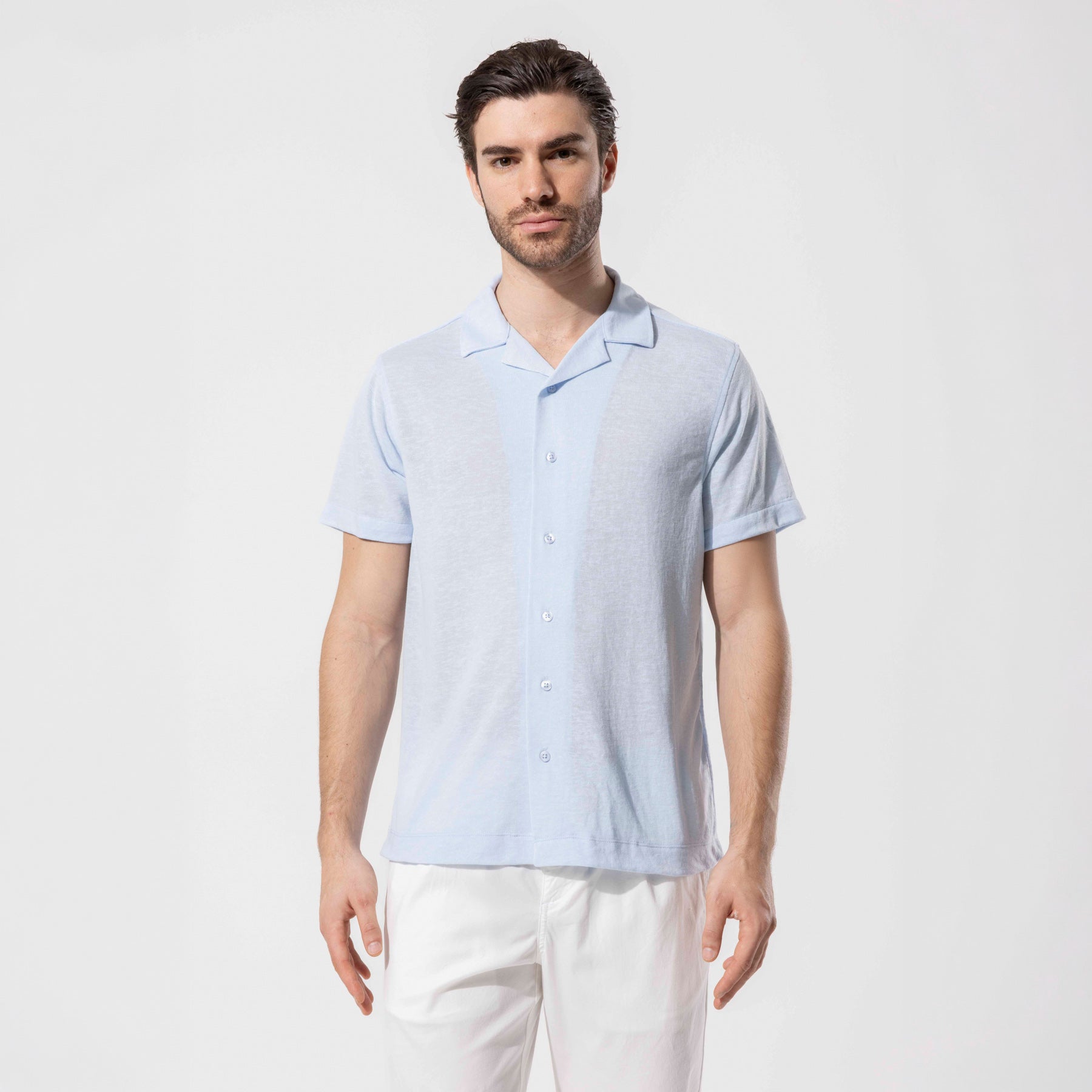 Knitted Textured Short Sleeve Modern Shirt