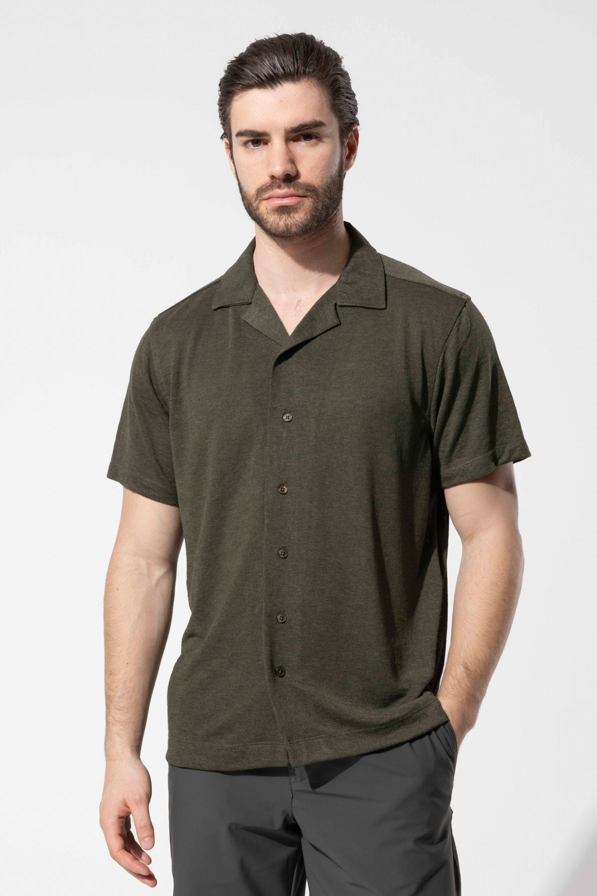 Knitted Textured Short Sleeve Modern Shirt