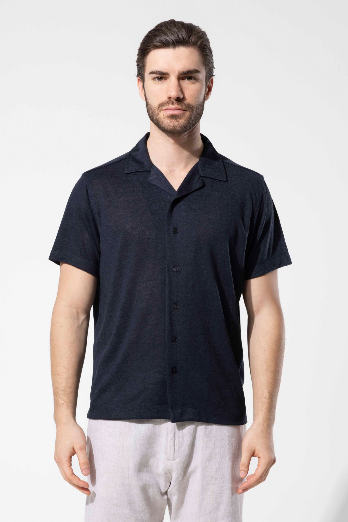 Knitted Textured Short Sleeve Modern Shirt