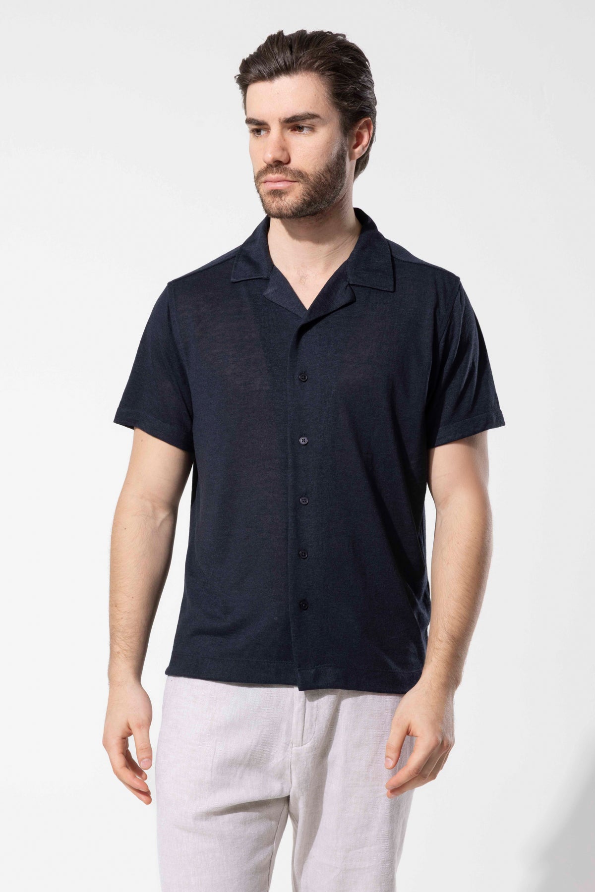 Knitted Textured Short Sleeve Modern Shirt