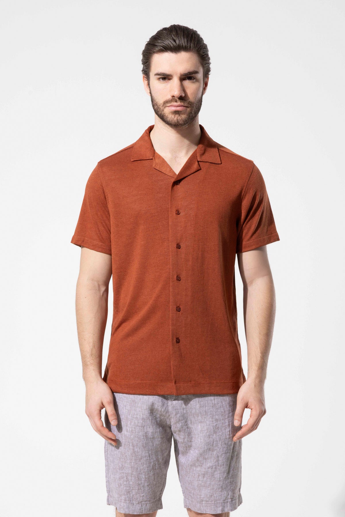 Knitted Textured Short Sleeve Modern Shirt
