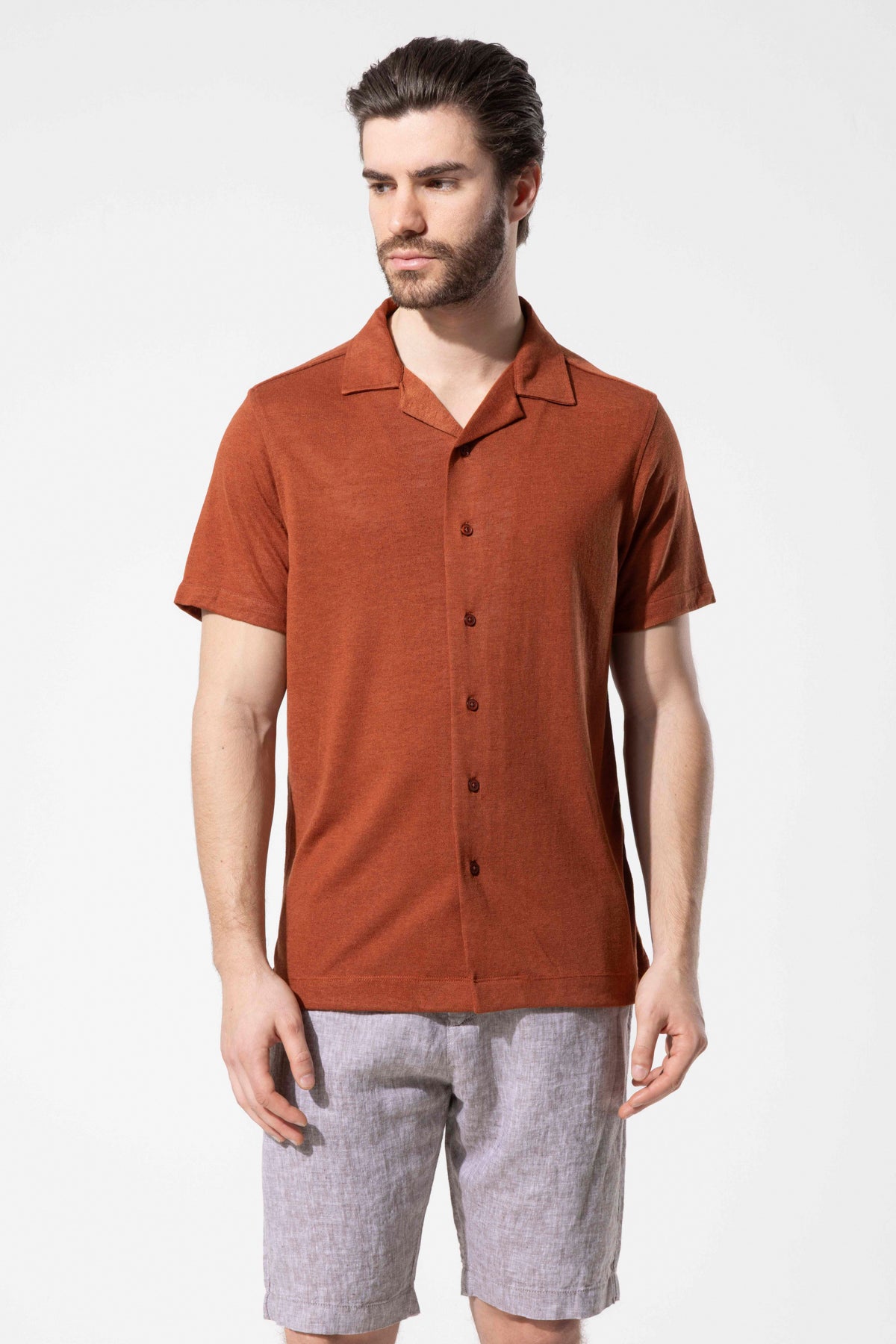 Knitted Textured Short Sleeve Modern Shirt