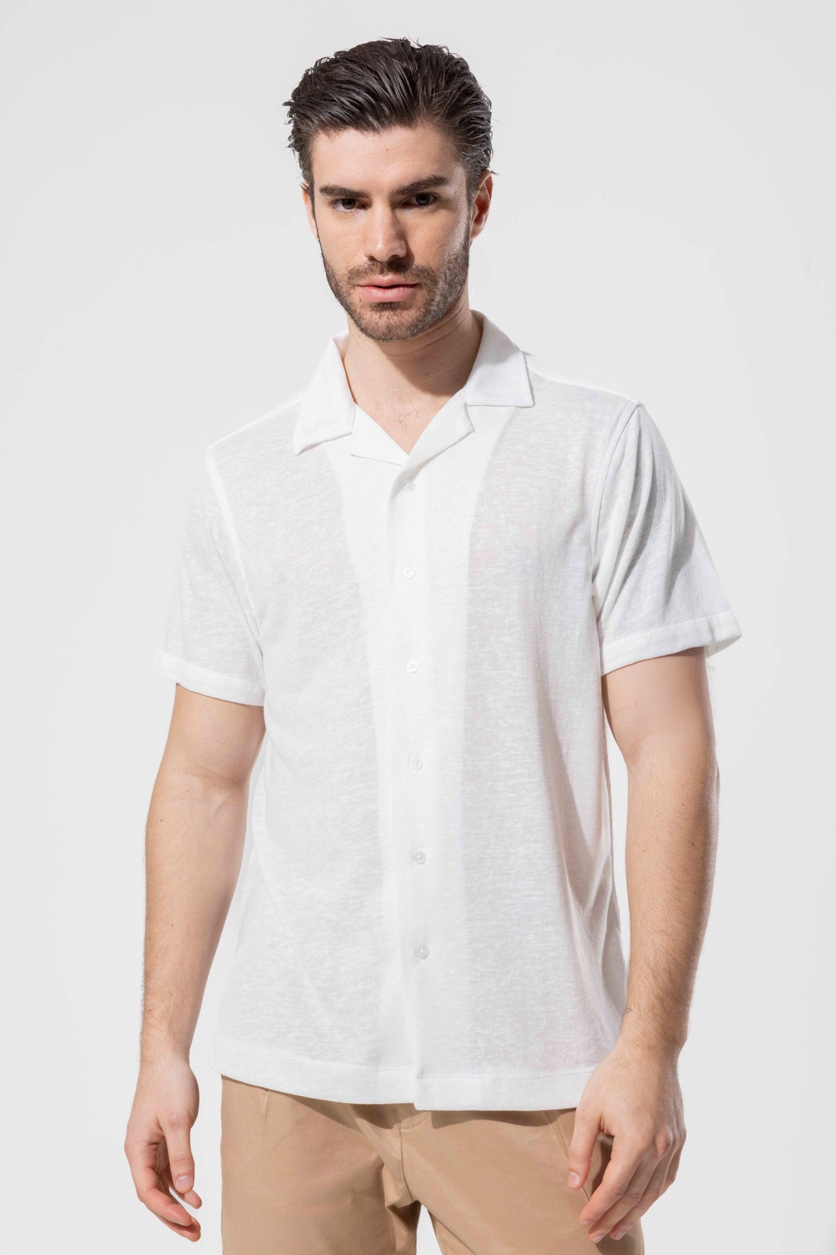 Knitted Textured Short Sleeve Modern Shirt