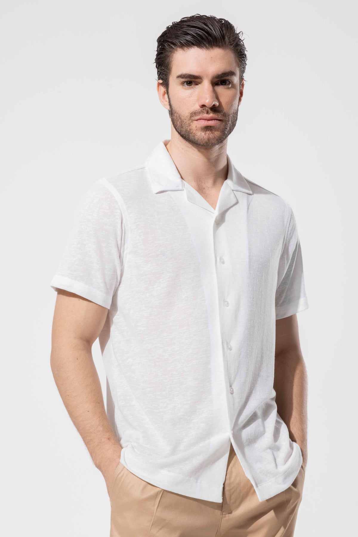 Knitted Textured Short Sleeve Modern Shirt