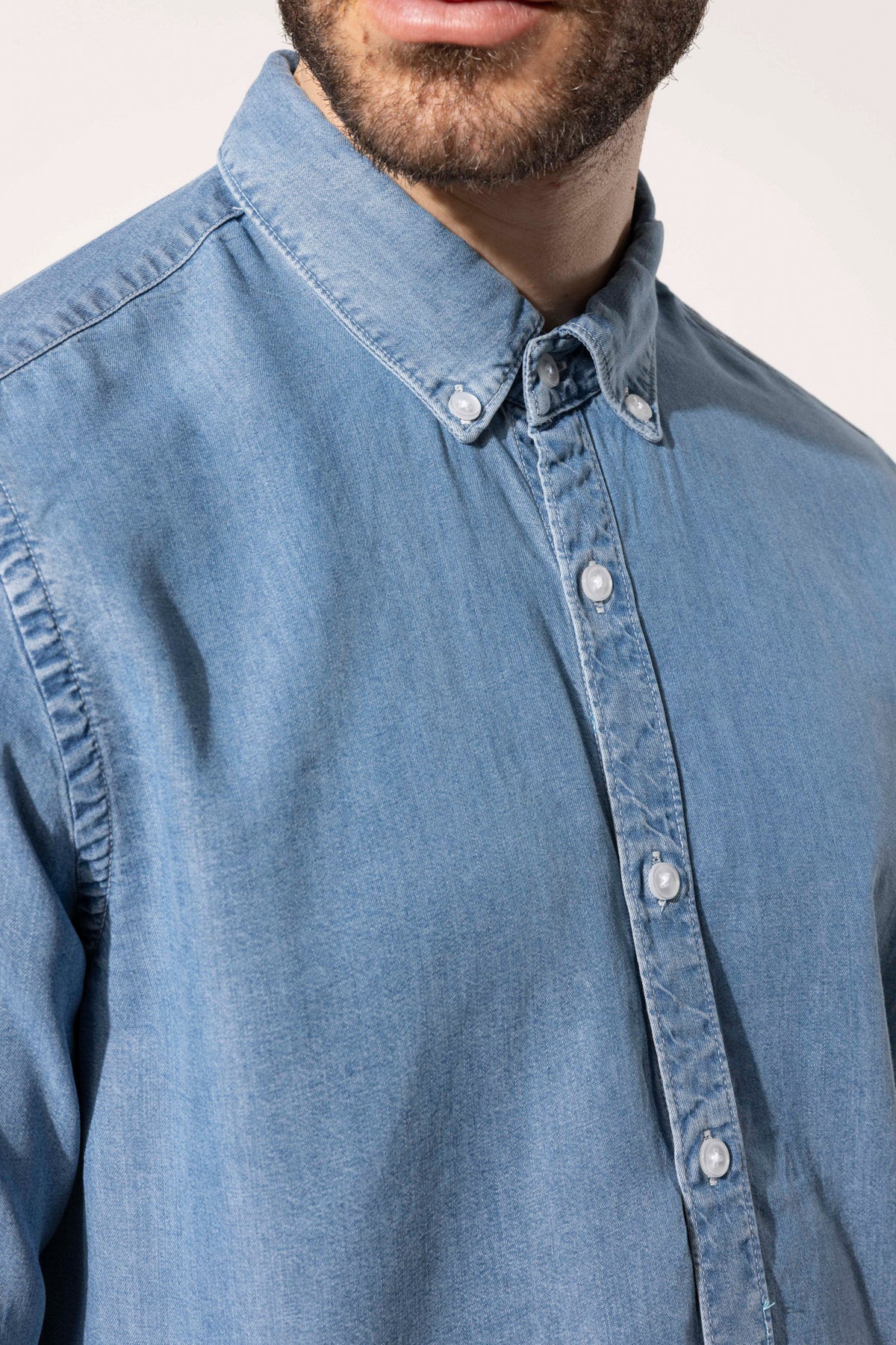 Button-Down Collar Modern Fit Denim Shirt