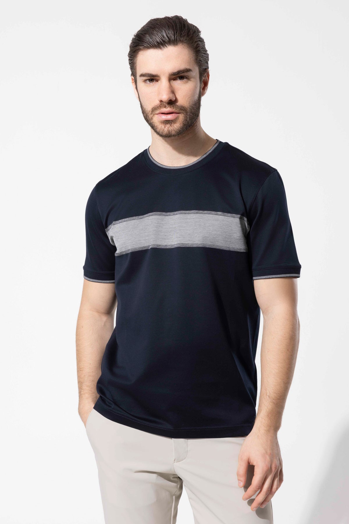 Men's Casual T-Shirt with Sporty Tape Detail