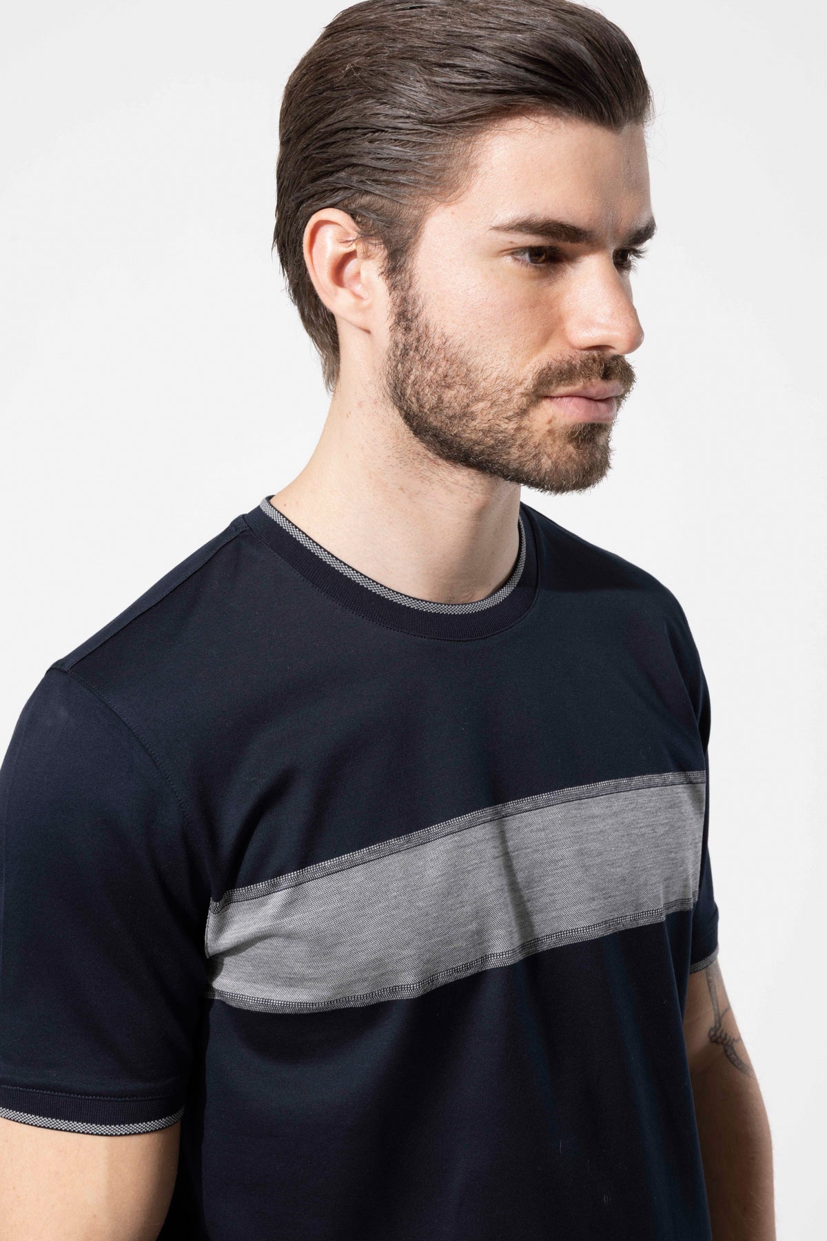 Men's Casual T-Shirt with Sporty Tape Detail