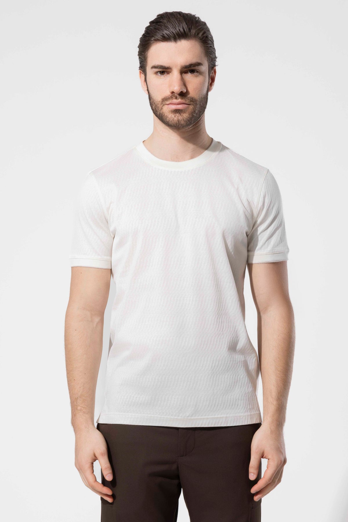 Mikro Dokulu Bisiklet Yaka %100 Pamuk Erkek T-Shirt