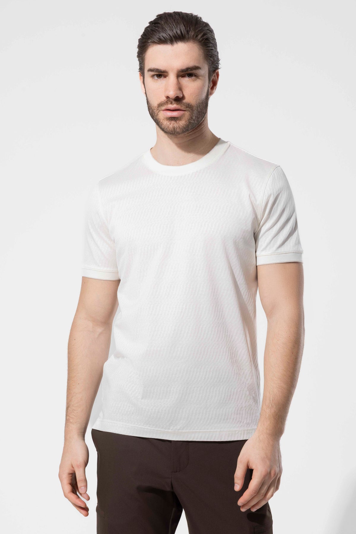 Mikro Dokulu Bisiklet Yaka %100 Pamuk Erkek T-Shirt