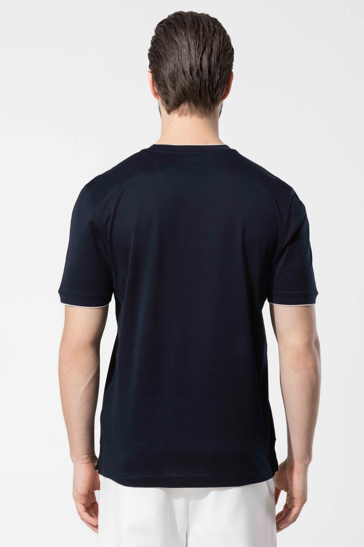 Mikro Dokulu Bisiklet Yaka %100 Pamuk Erkek T-Shirt
