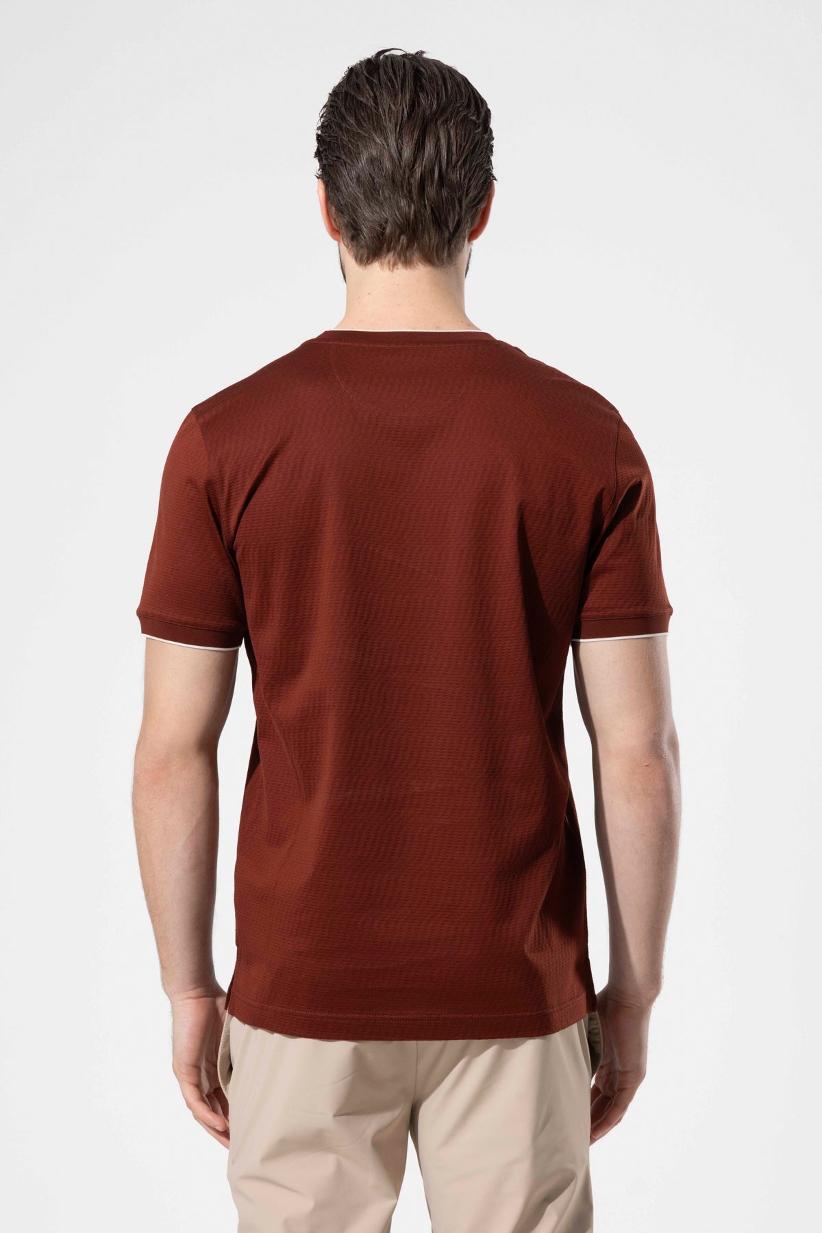 Mikro Dokulu Bisiklet Yaka %100 Pamuk Erkek T-Shirt