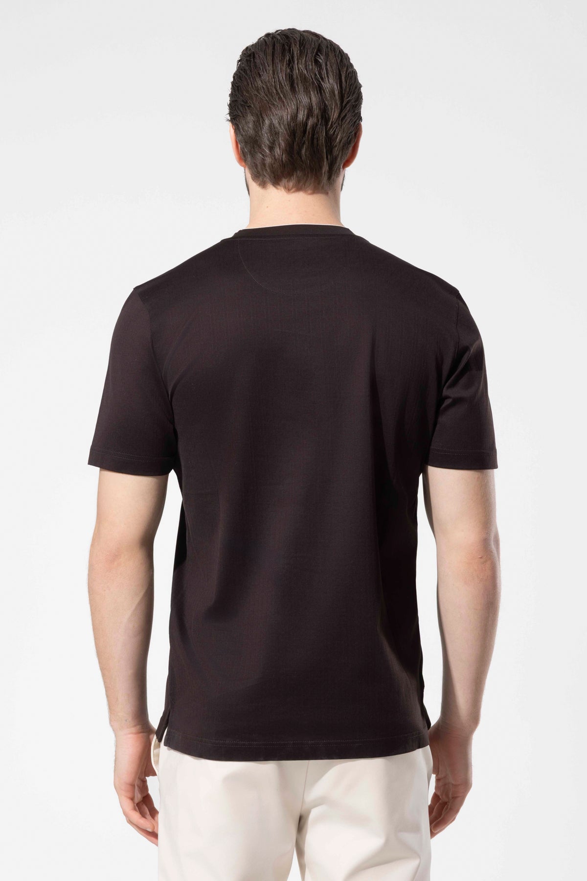 Micro Patterned Geometric Surface Crew Neck T-Shirt
