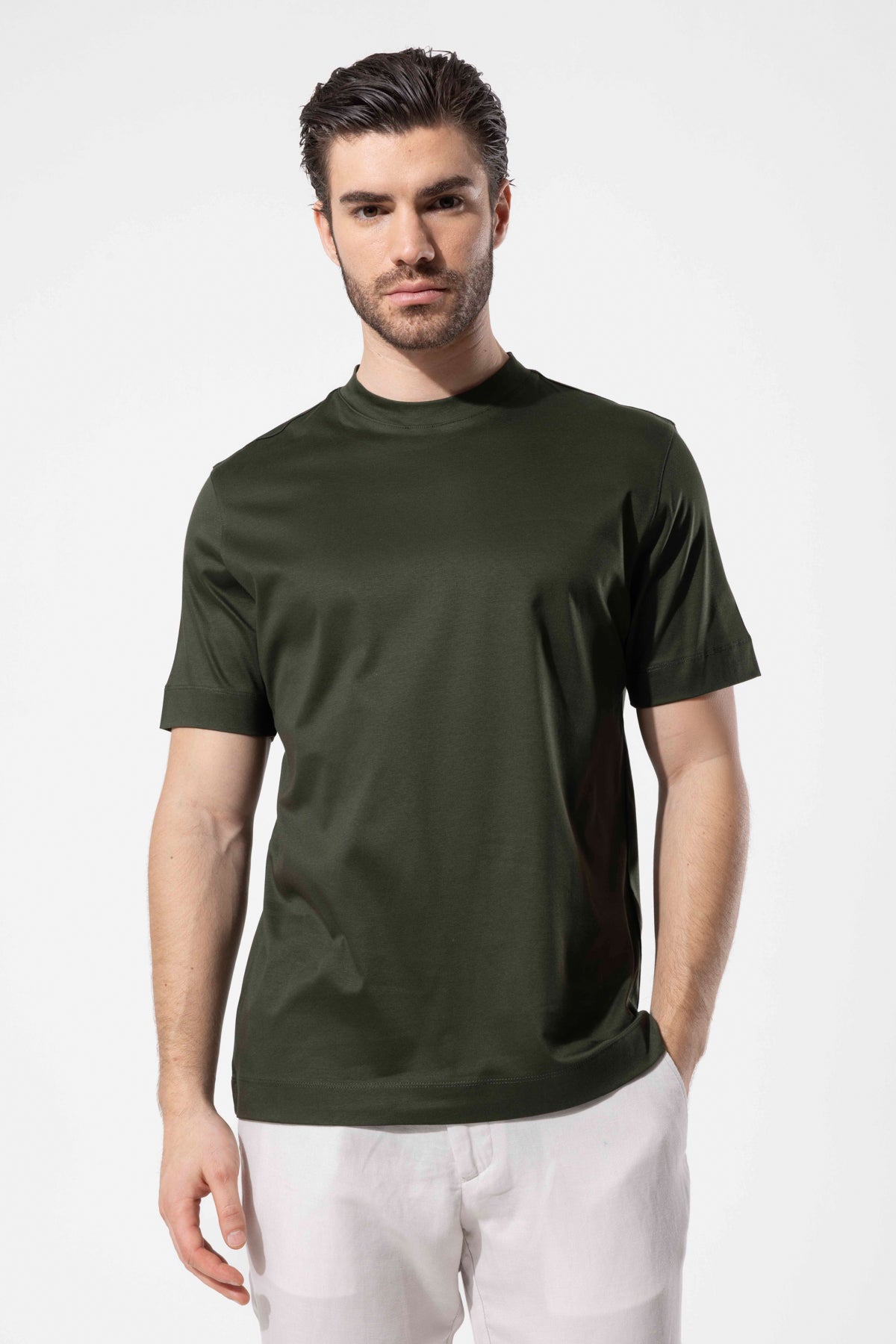 Bisiklet Yaka Merserize T-Shirt