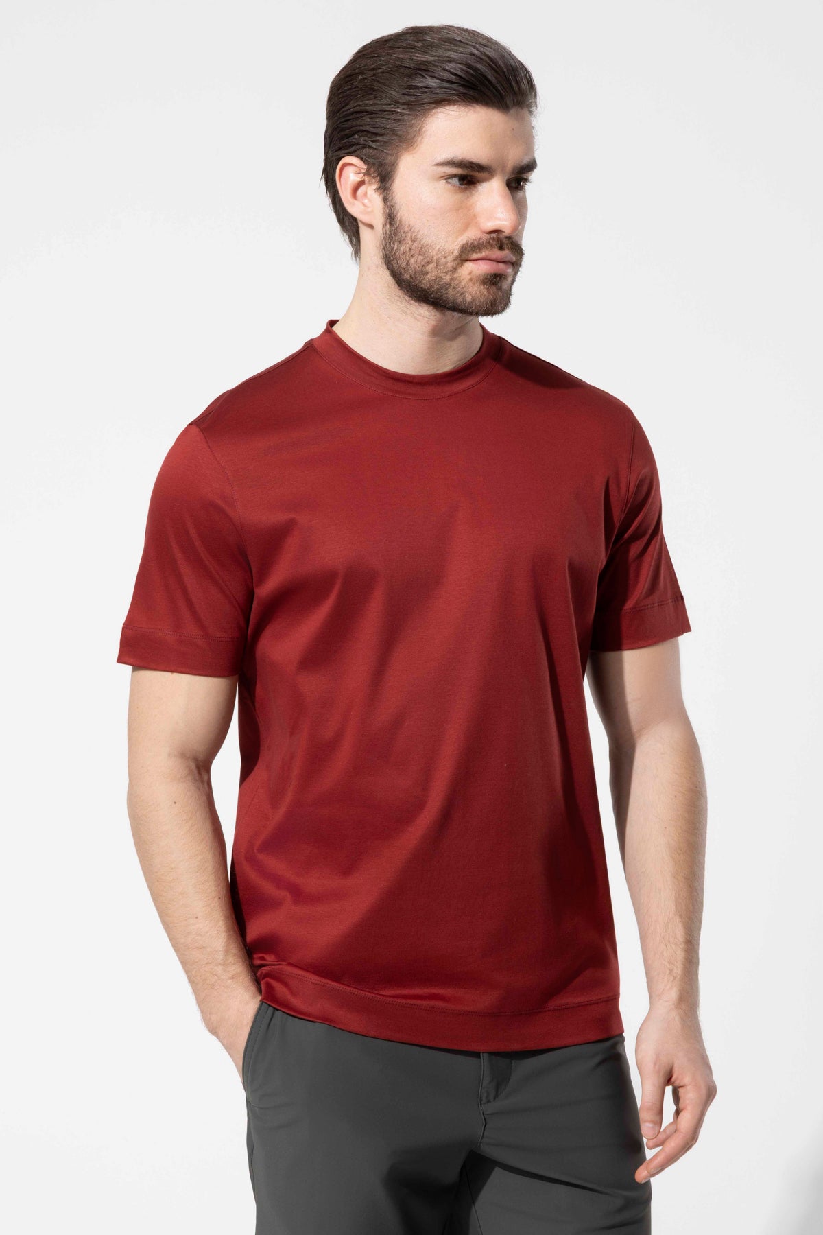 Bisiklet Yaka Merserize T-Shirt