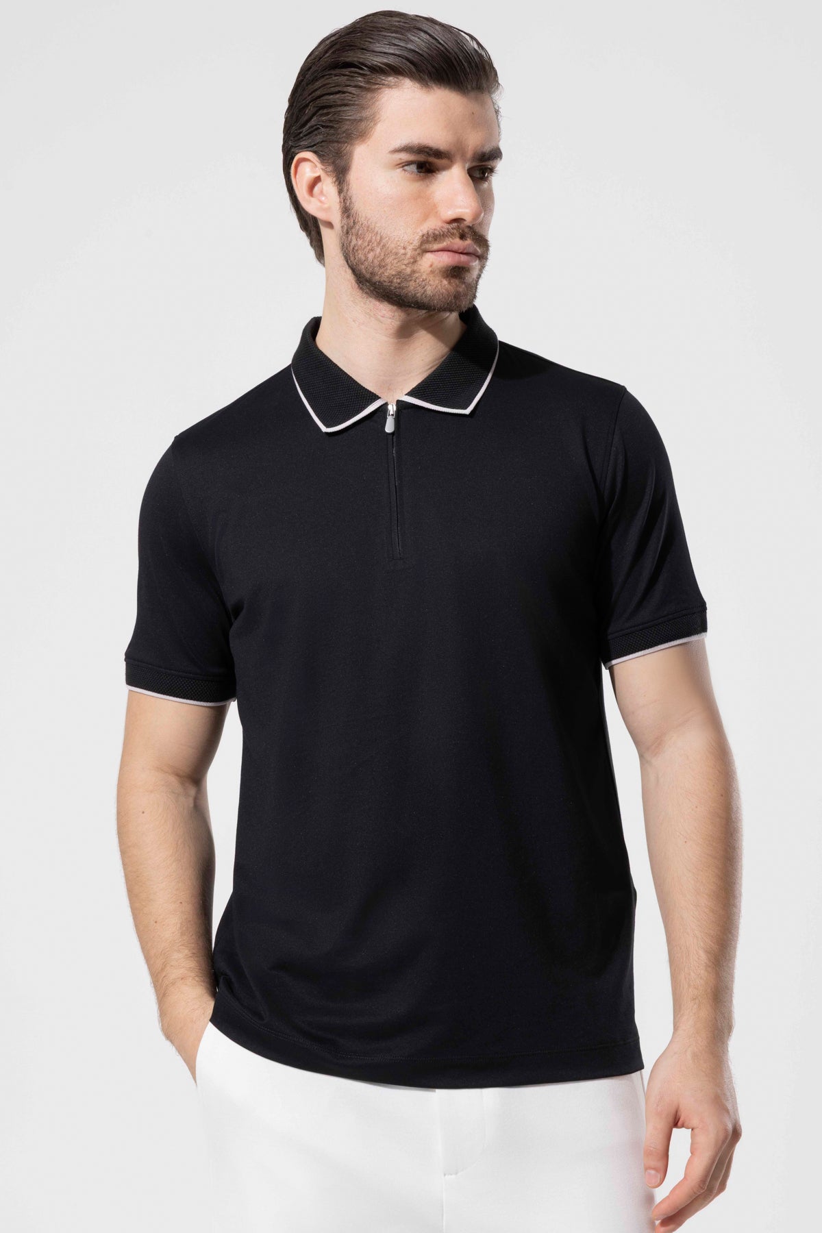 Fermuar Detaylı Polo T-Shirt