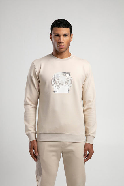 Baskılı Bisiklet Yaka Sweatshirt