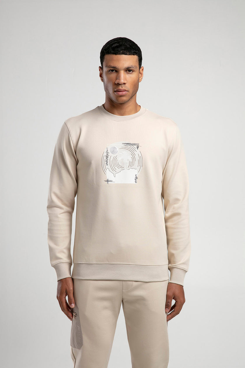 Baskılı Bisiklet Yaka Sweatshirt