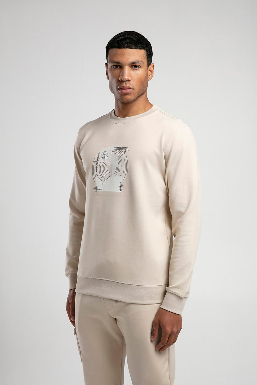 Baskılı Bisiklet Yaka Sweatshirt