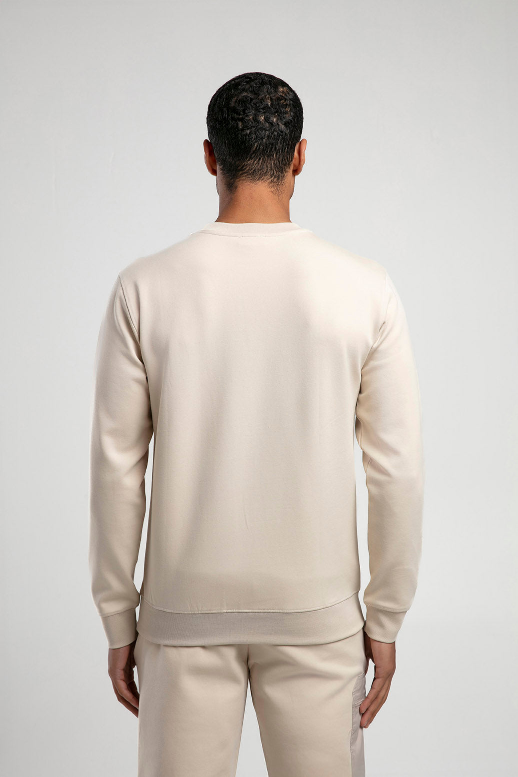 Baskılı Bisiklet Yaka Sweatshirt - Açık Bej