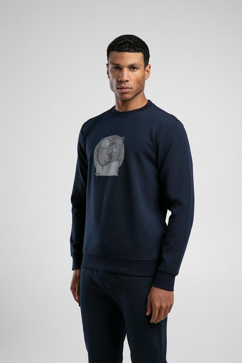 Baskılı Bisiklet Yaka Sweatshirt