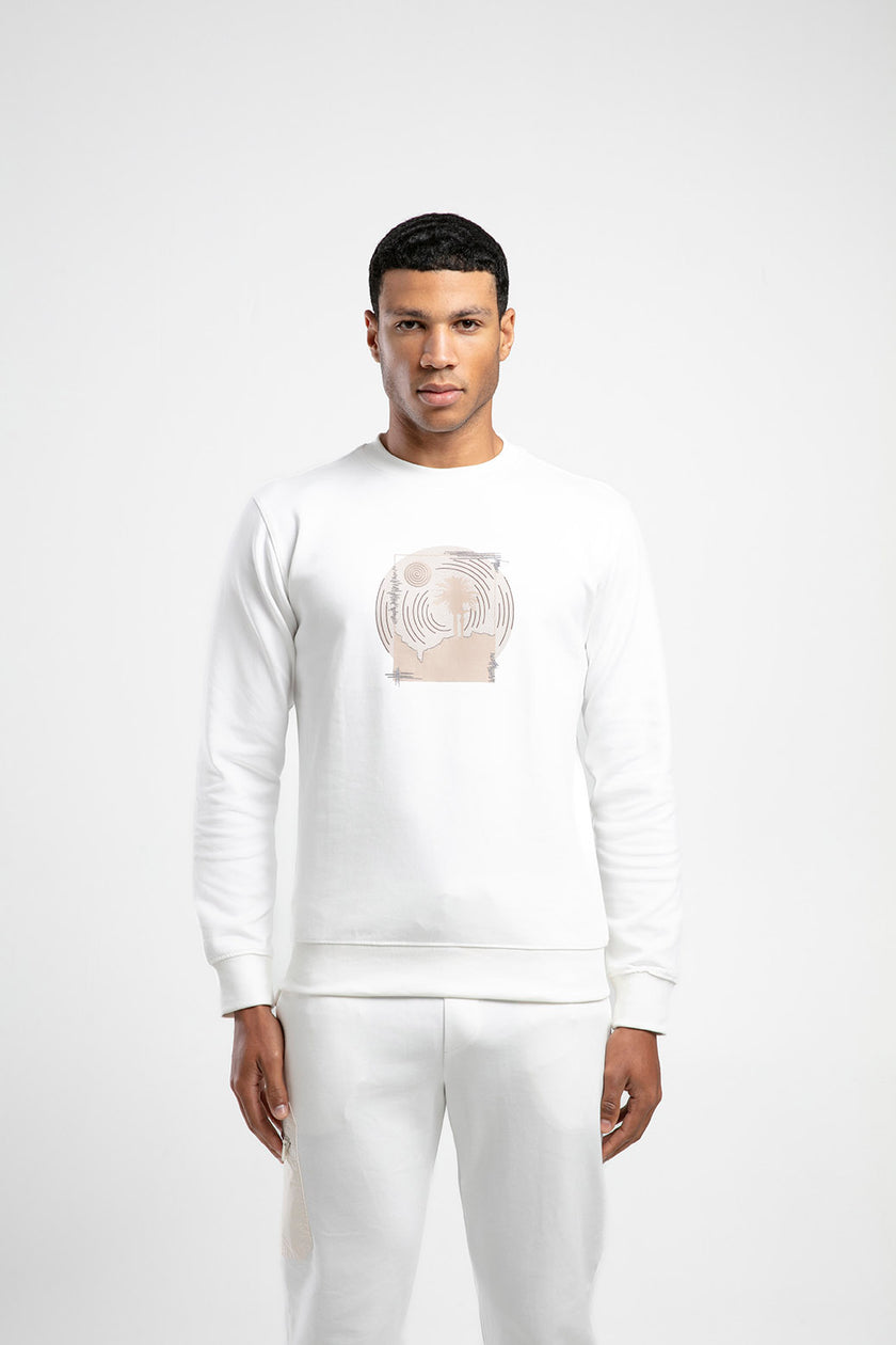 Baskılı Bisiklet Yaka Sweatshirt